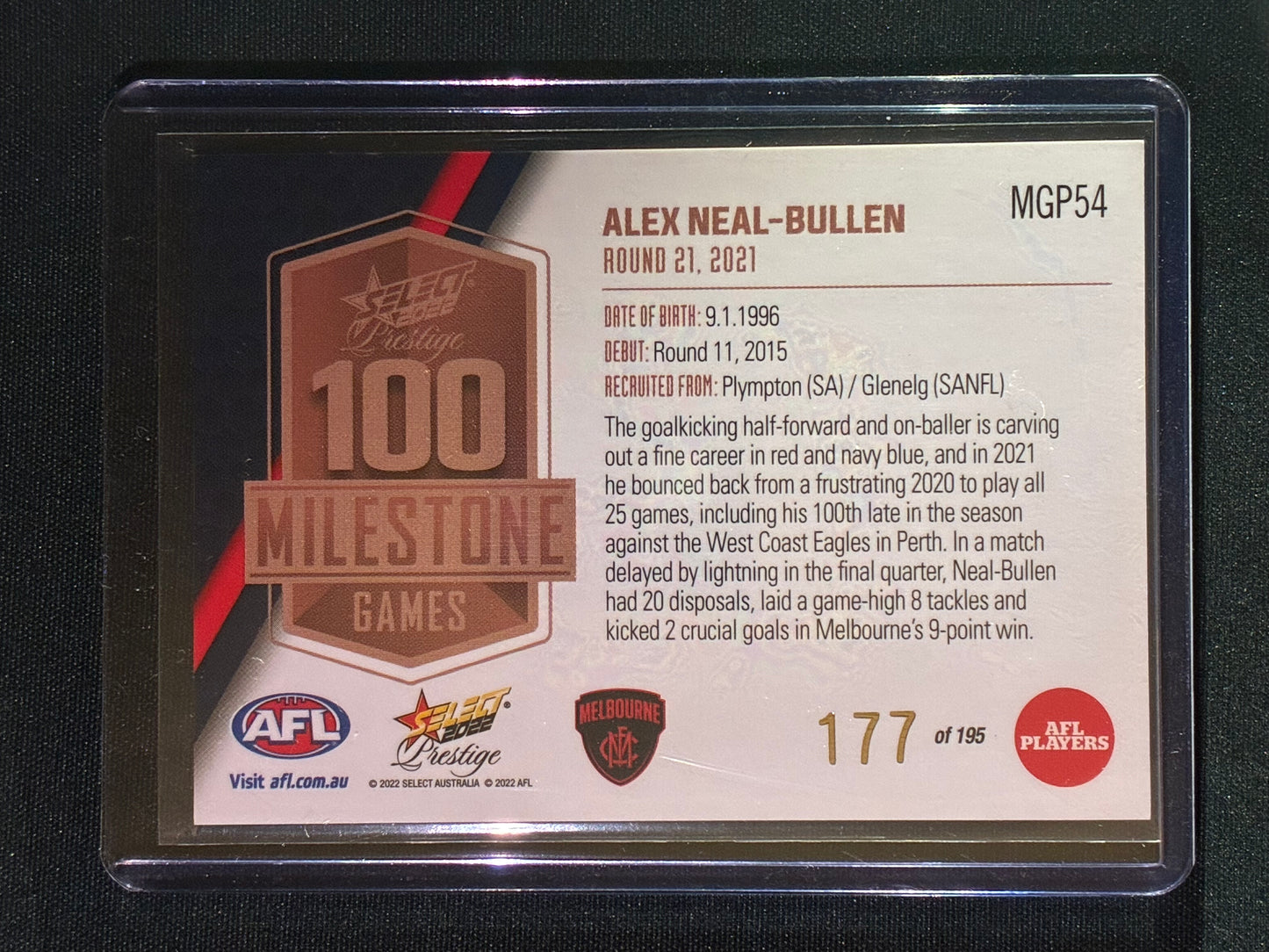 2022 Footy Stars Prestige ALEX NEAL-BULLEN AFL Milestone Games 177/195