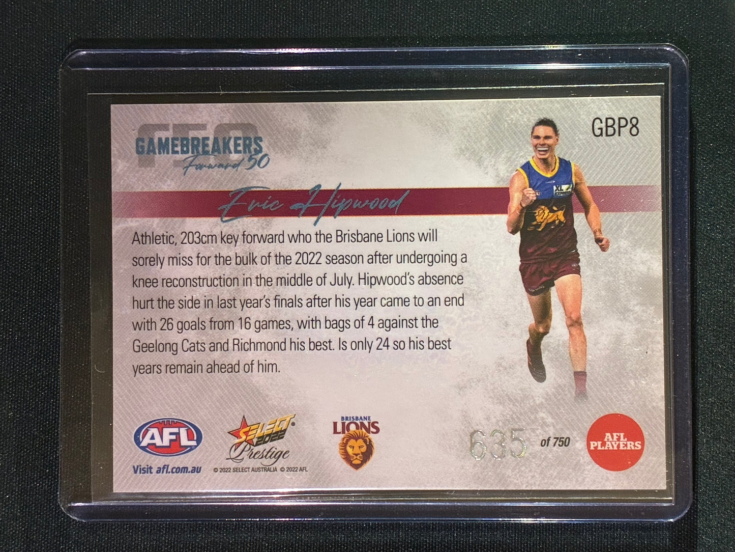 2022 Footy Stars Prestige ERIC HIPWOOD Gamebreakers Forward 50 635/750