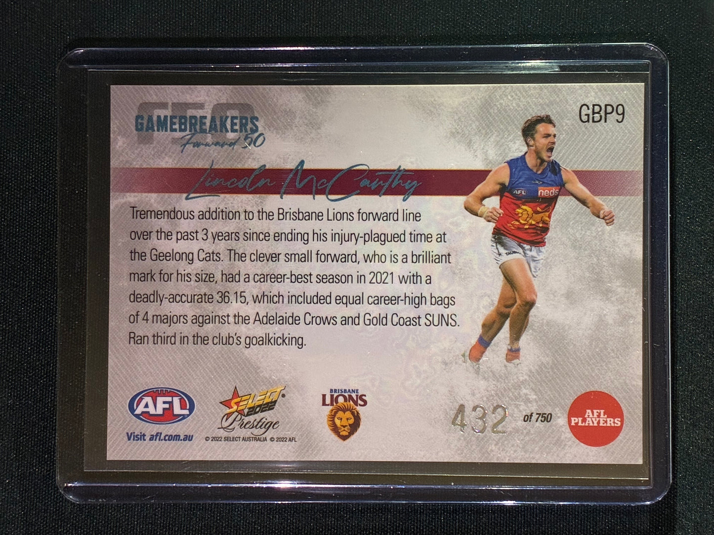 2022 Footy Stars Prestige LINCOLN MCCARTHY Gamebreakers Forward 50 432/750
