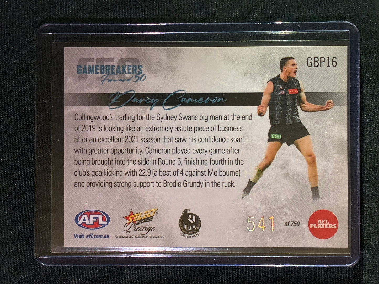 2022 Footy Stars Prestige DARCY CAMERON Gamebreakers Forward 50 541/750