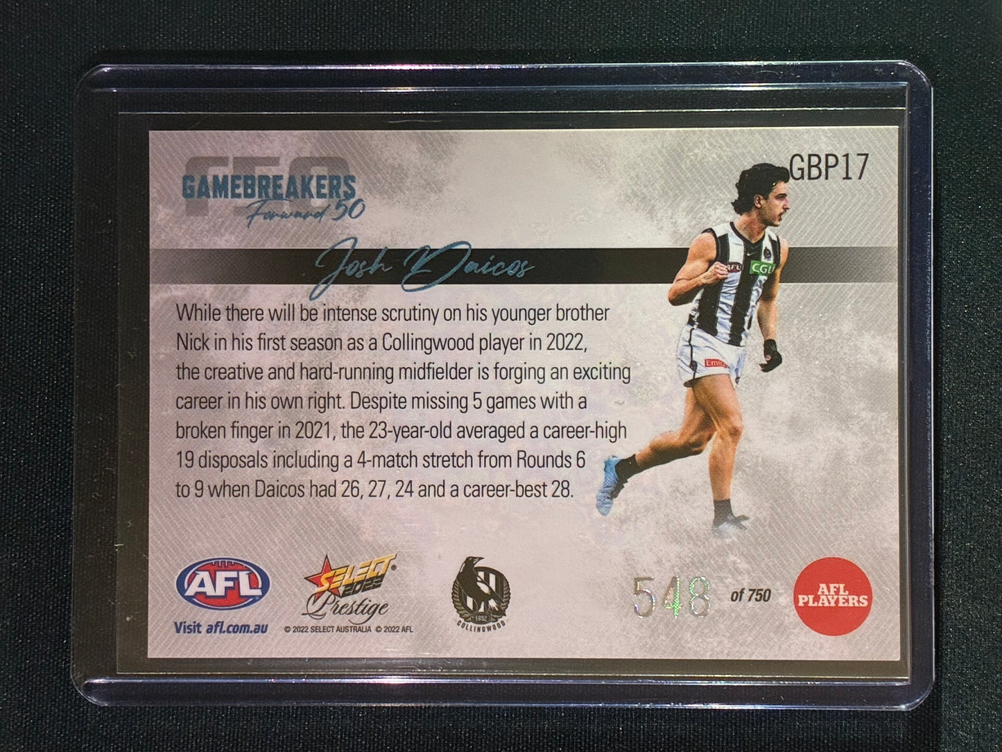 2022 Footy Stars Prestige JOSH DAICOS Gamebreakers Forward 50 548/750