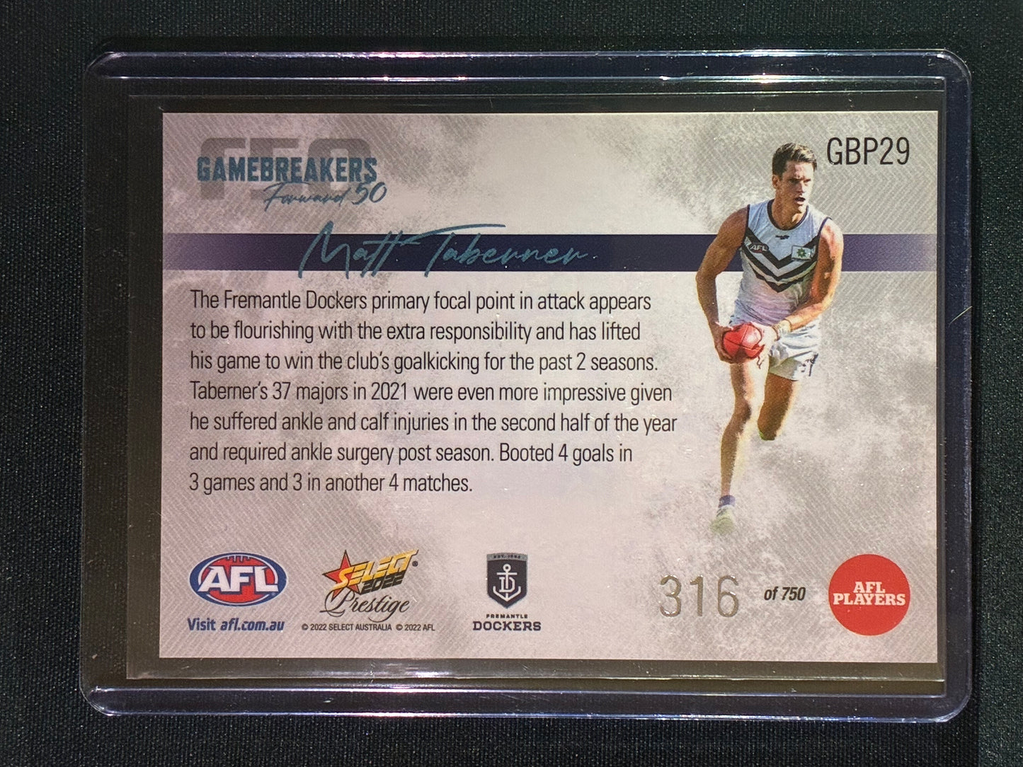 2022 Footy Stars Prestige MATT TABERNER Gamebreakers Forward 50 316/750