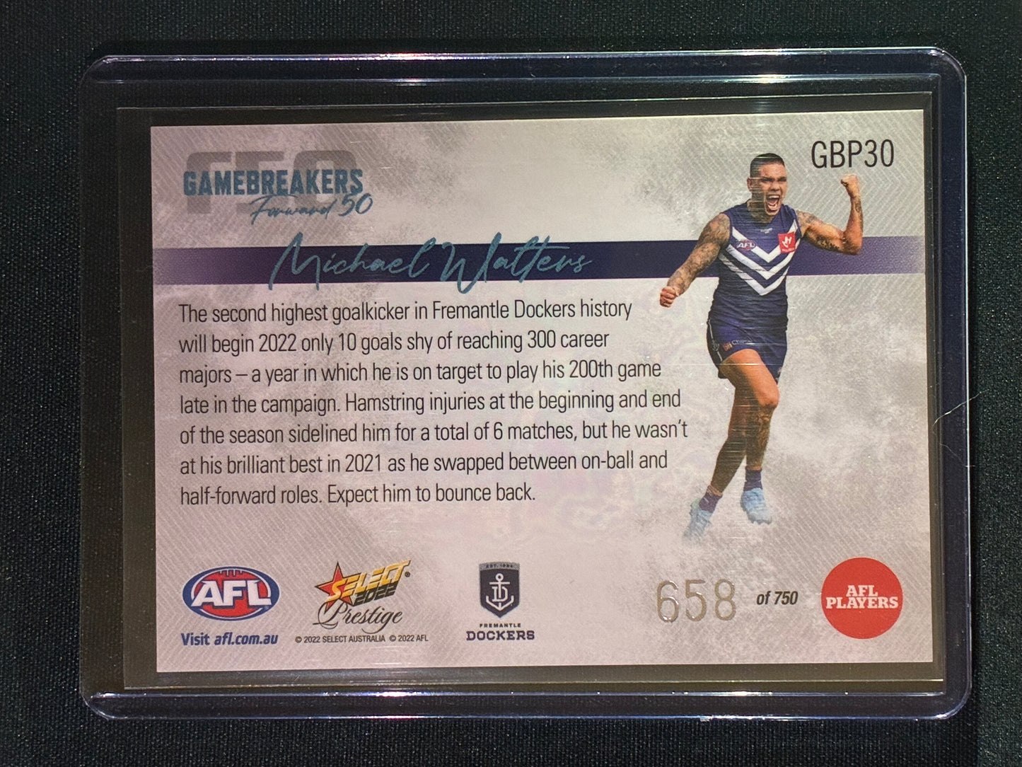2022 Footy Stars Prestige MICHAEL WALTERS Gamebreakers Forward 50 658/750