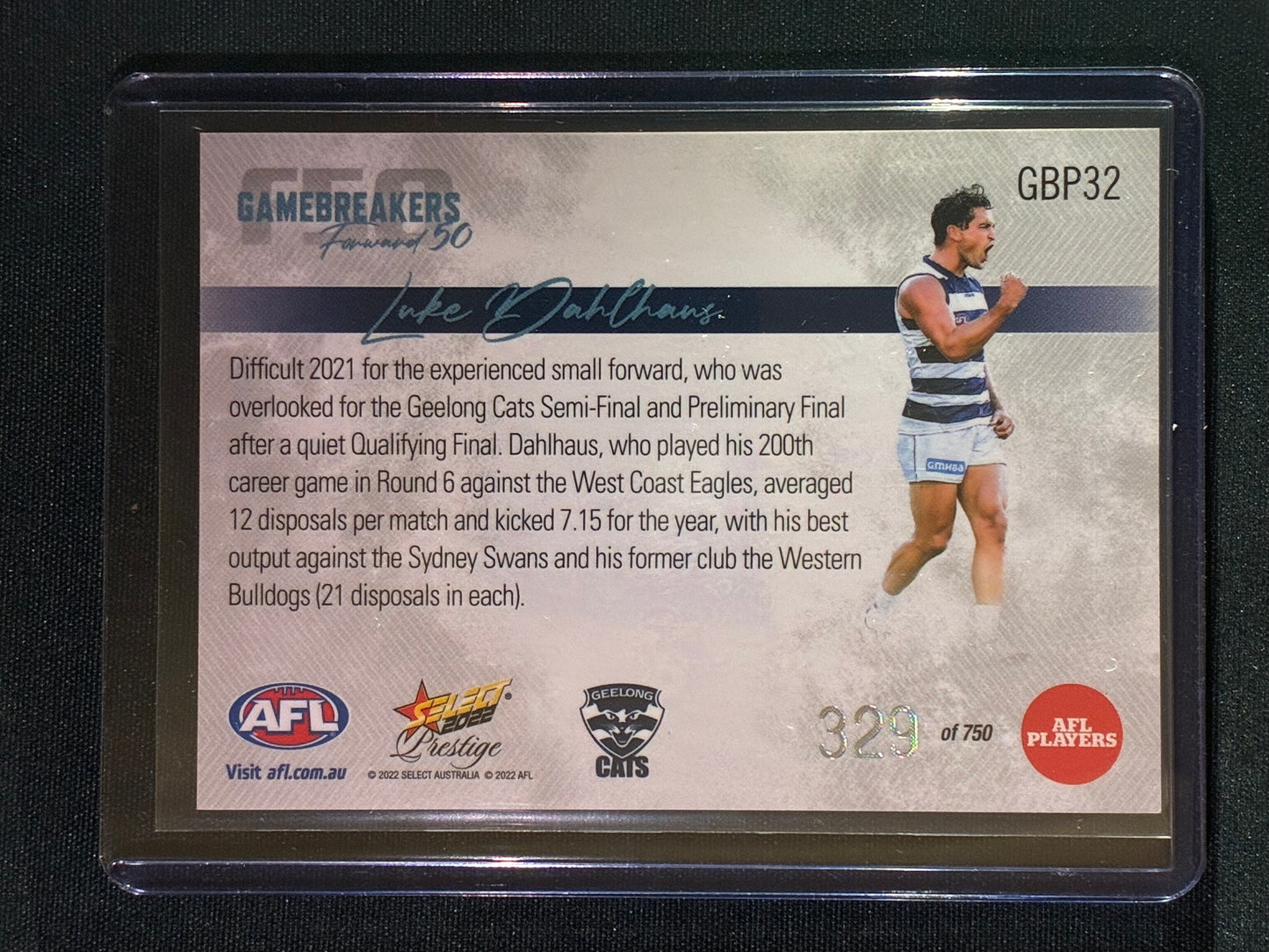 2022 Footy Stars Prestige LUKE DAULHAUS Gamebreakers Forward 50 329/750