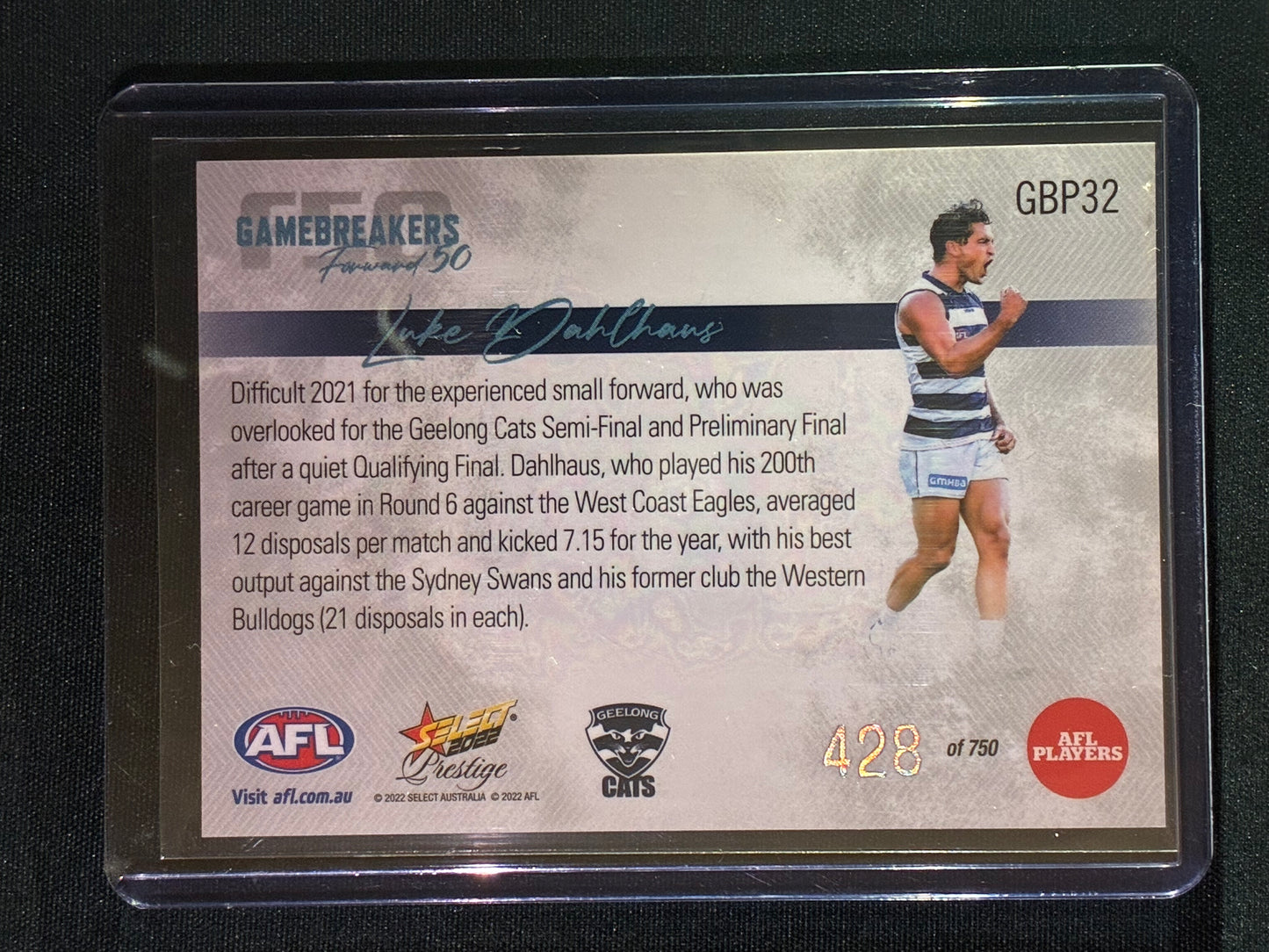 2022 Footy Stars Prestige LUKE DAULHAUS Gamebreakers Forward 50 428/750