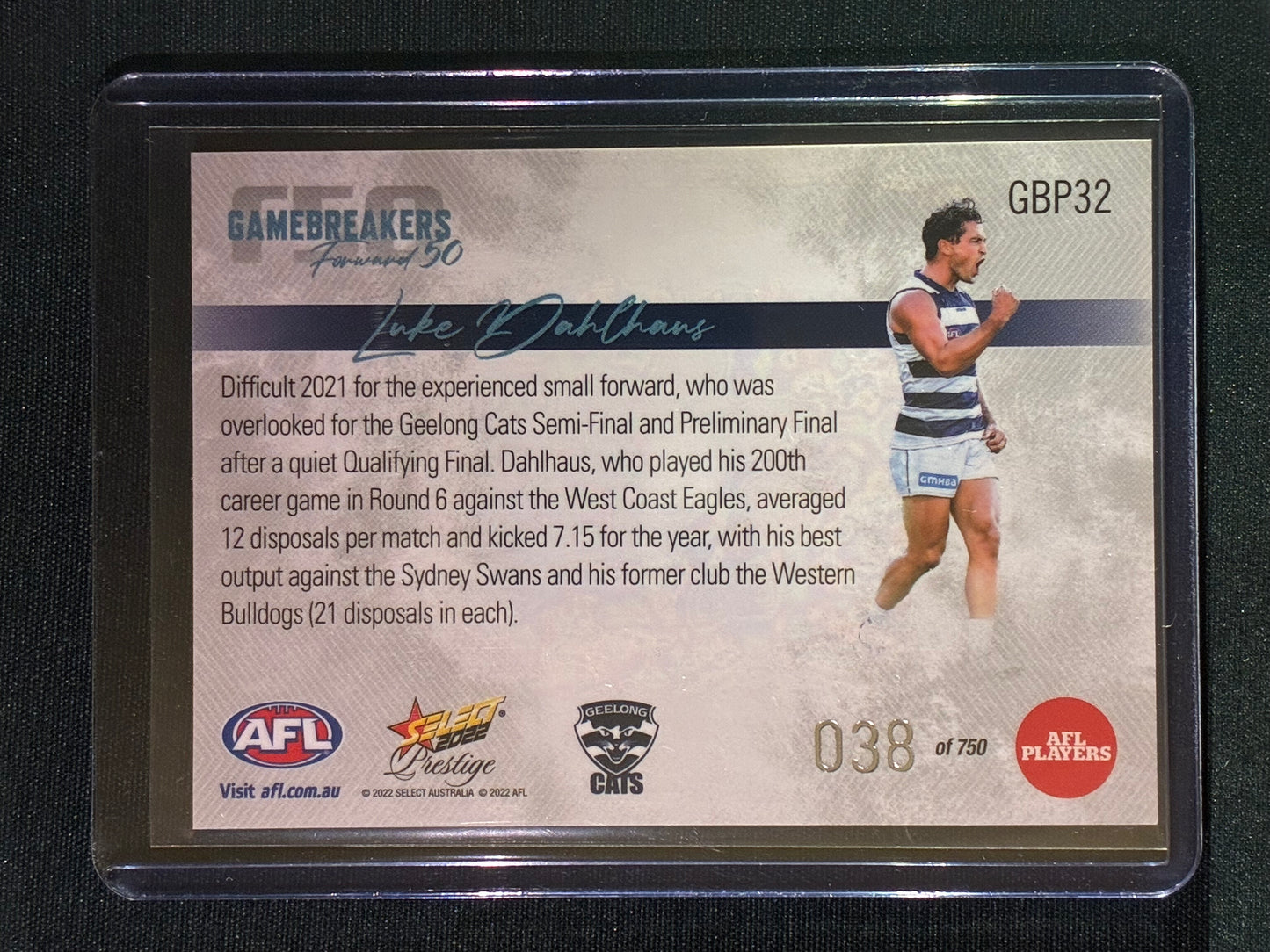 2022 Footy Stars Prestige LUKE DAULHAUS Gamebreakers Forward 50 38/750