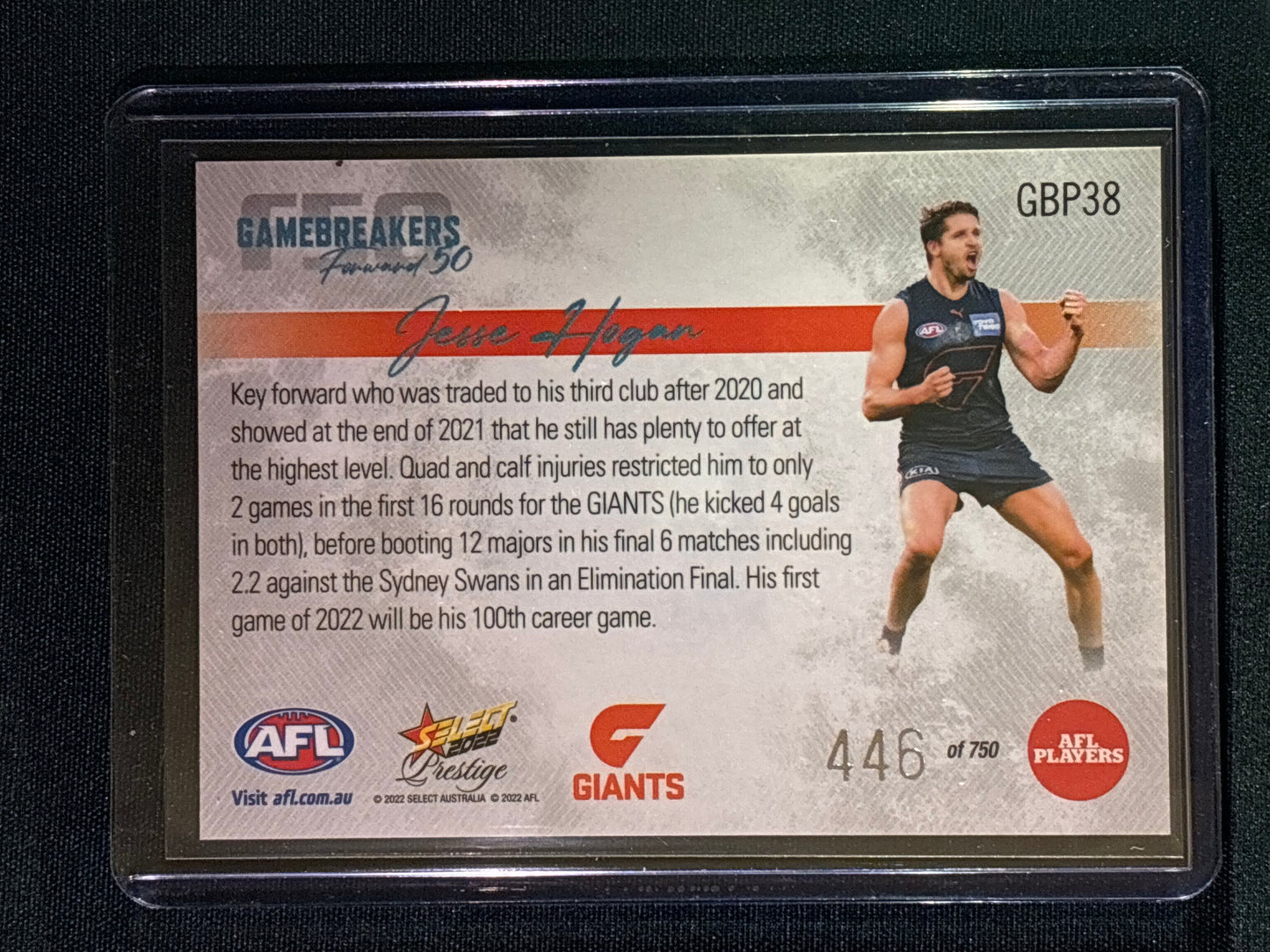 2022 Footy Stars Prestige JESSE HOGAN Gamebreakers Forward 50 446/750