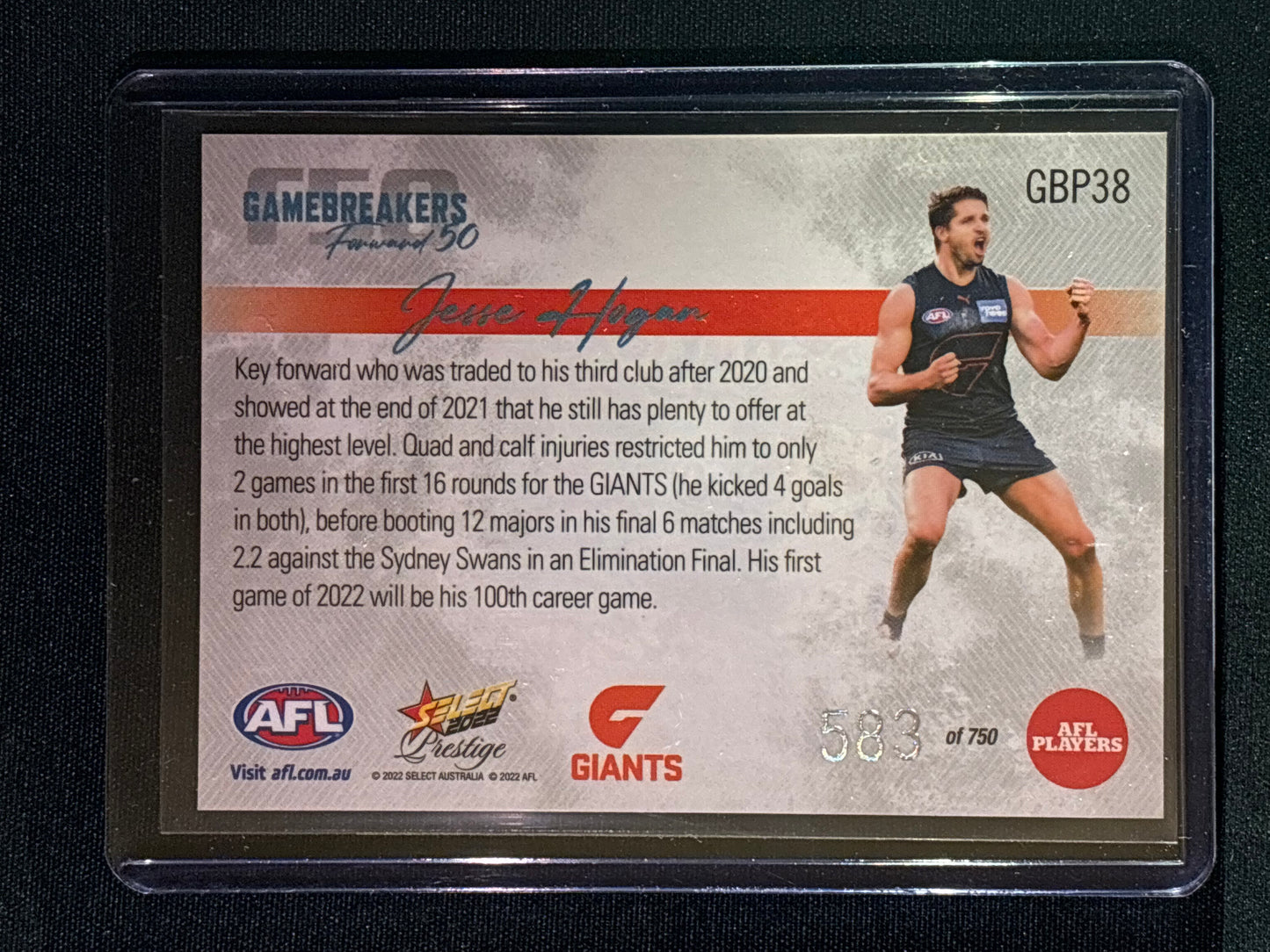 2022 Footy Stars Prestige JESSE HOGAN Gamebreakers Forward 50 583/750