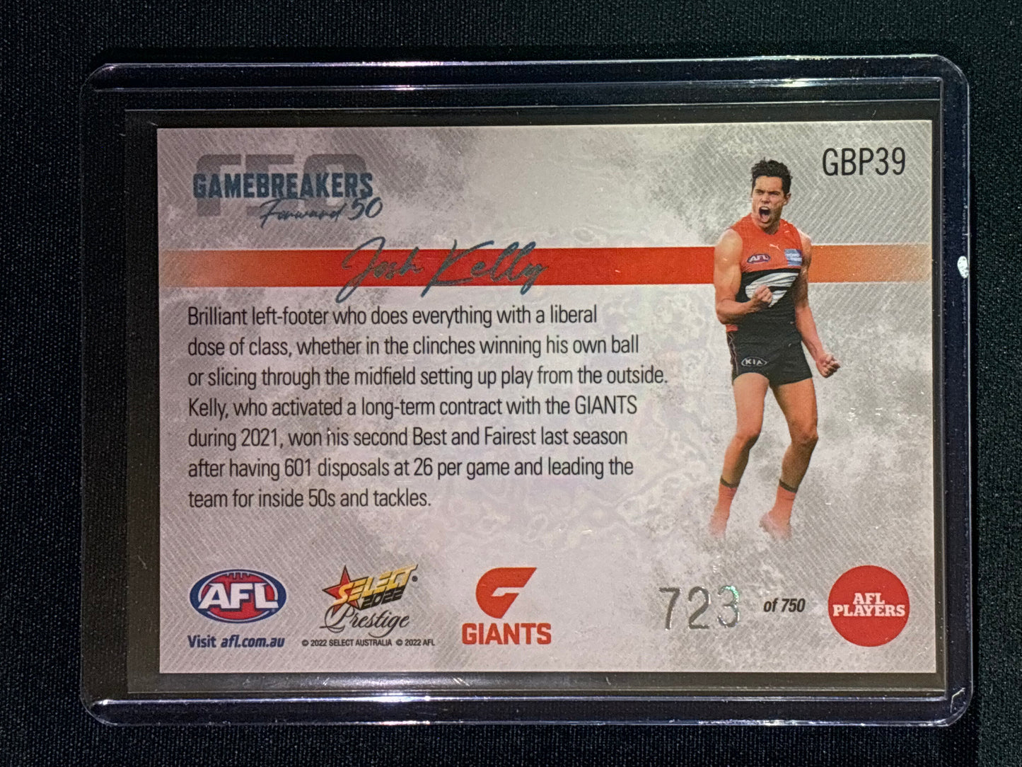 2022 Footy Stars Prestige JOSH KELLY Gamebreakers Forward 50 723/750