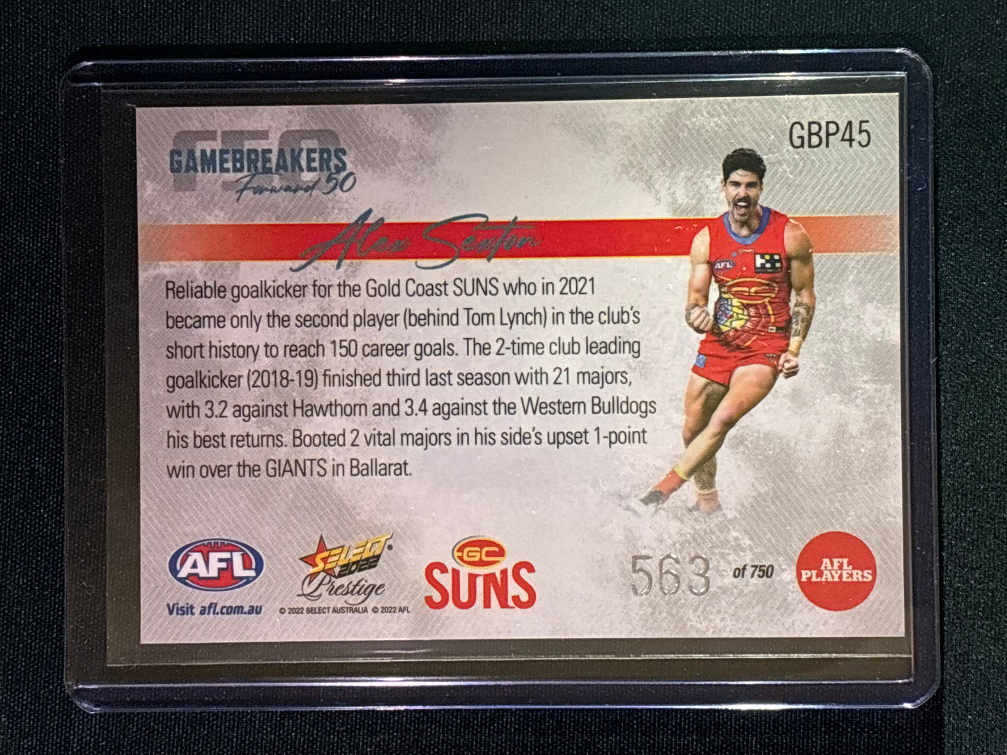 2022 Footy Stars Prestige ALEX SEXTON Gamebreakers Forward 50 563/750