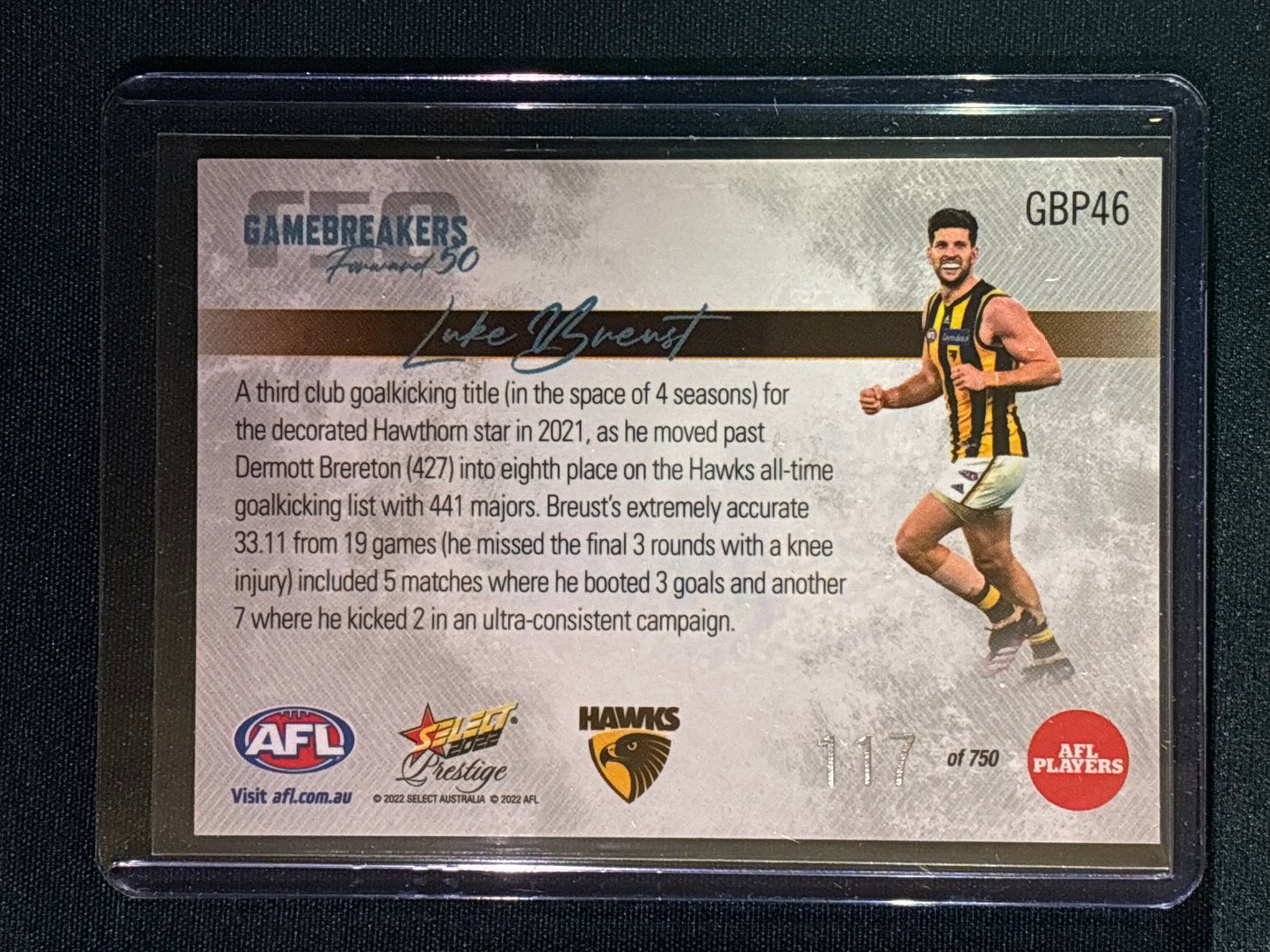 2022 Footy Stars Prestige LUKE BREUST Gamebreakers Forward 50 117/750