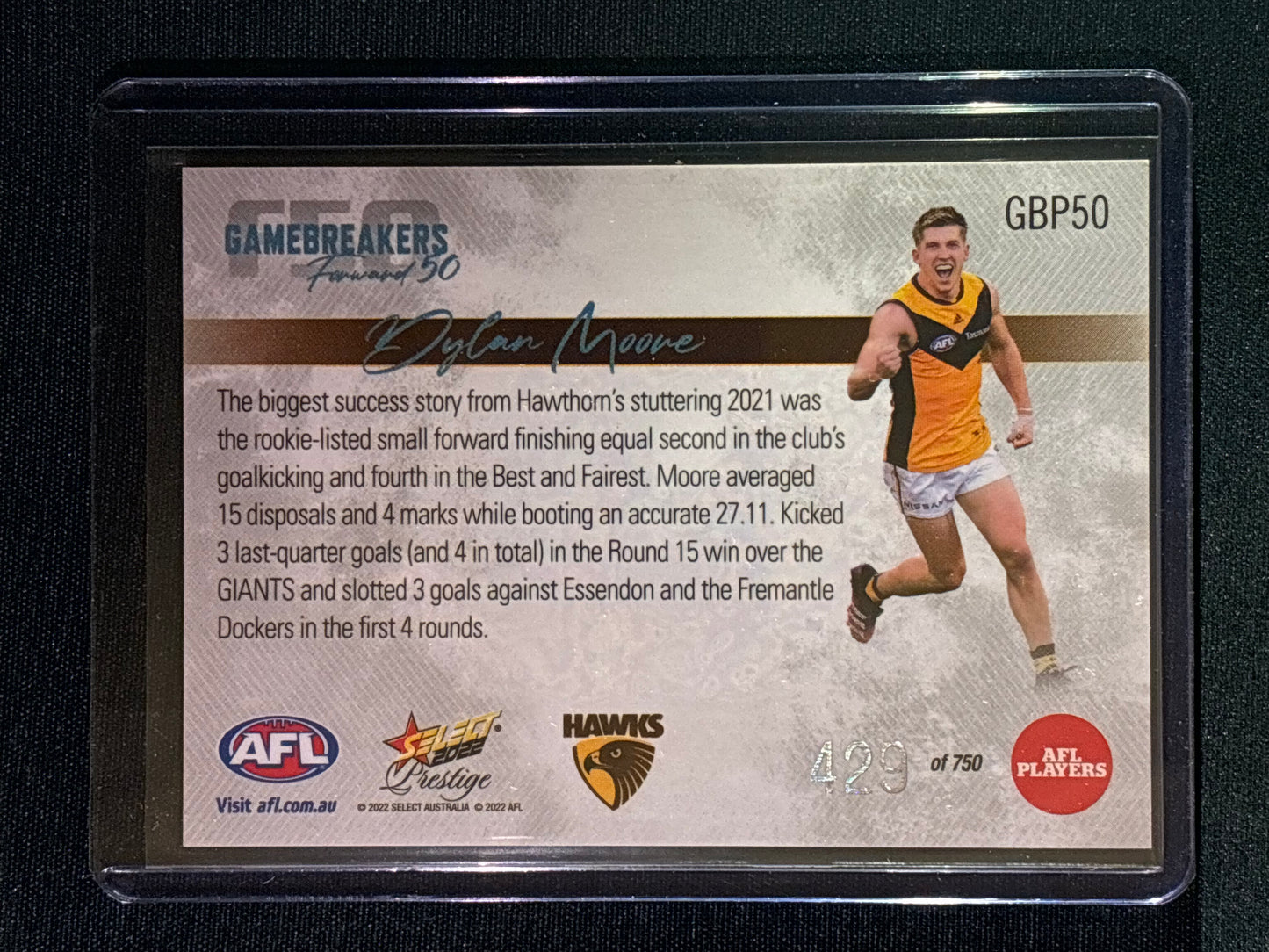2022 Footy Stars Prestige DYLAN MOORE Gamebreakers Forward 50 429/750