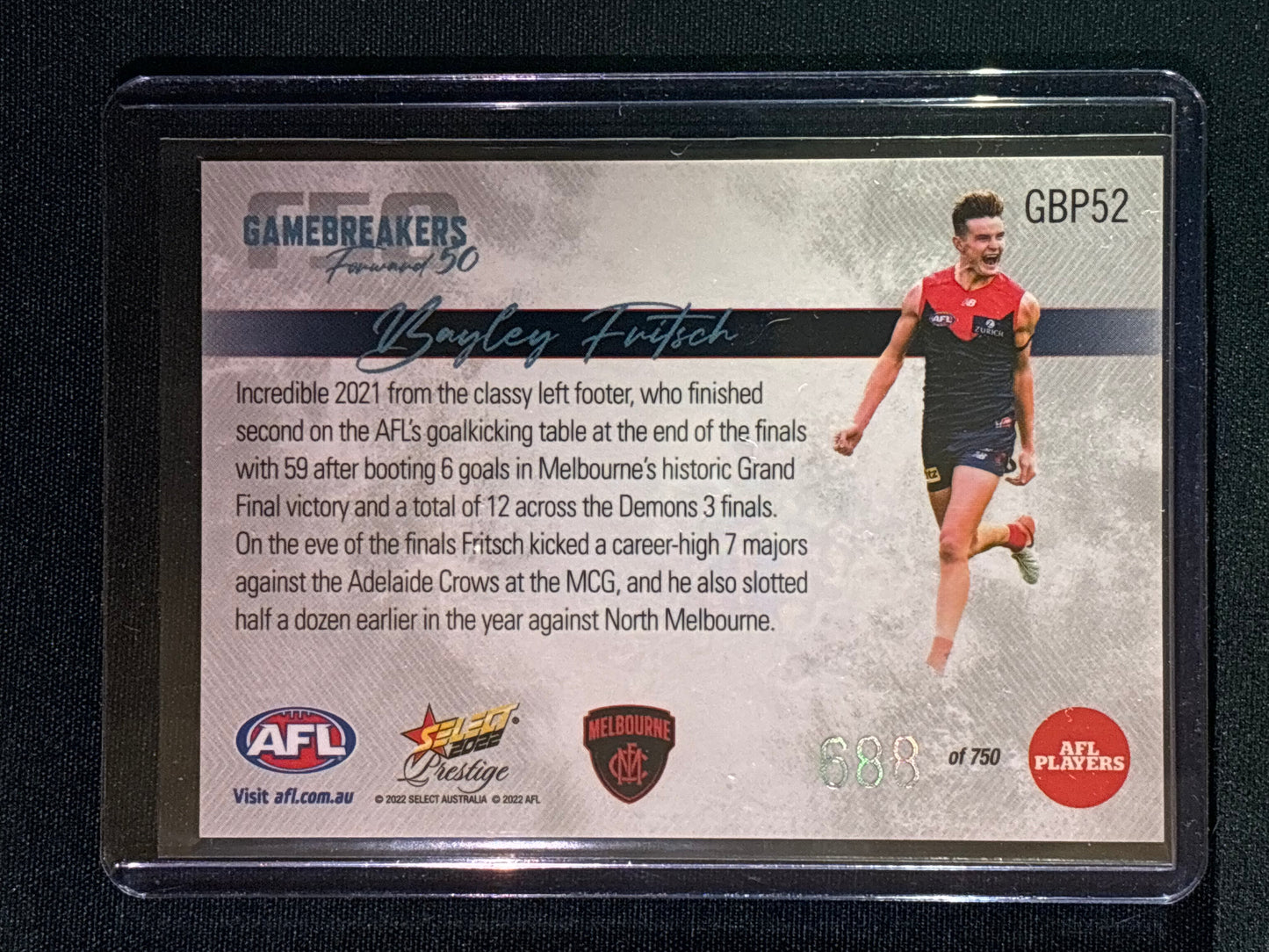 2022 Footy Stars Prestige BAYLEY FRITSCH Gamebreakers Forward 50 688/750