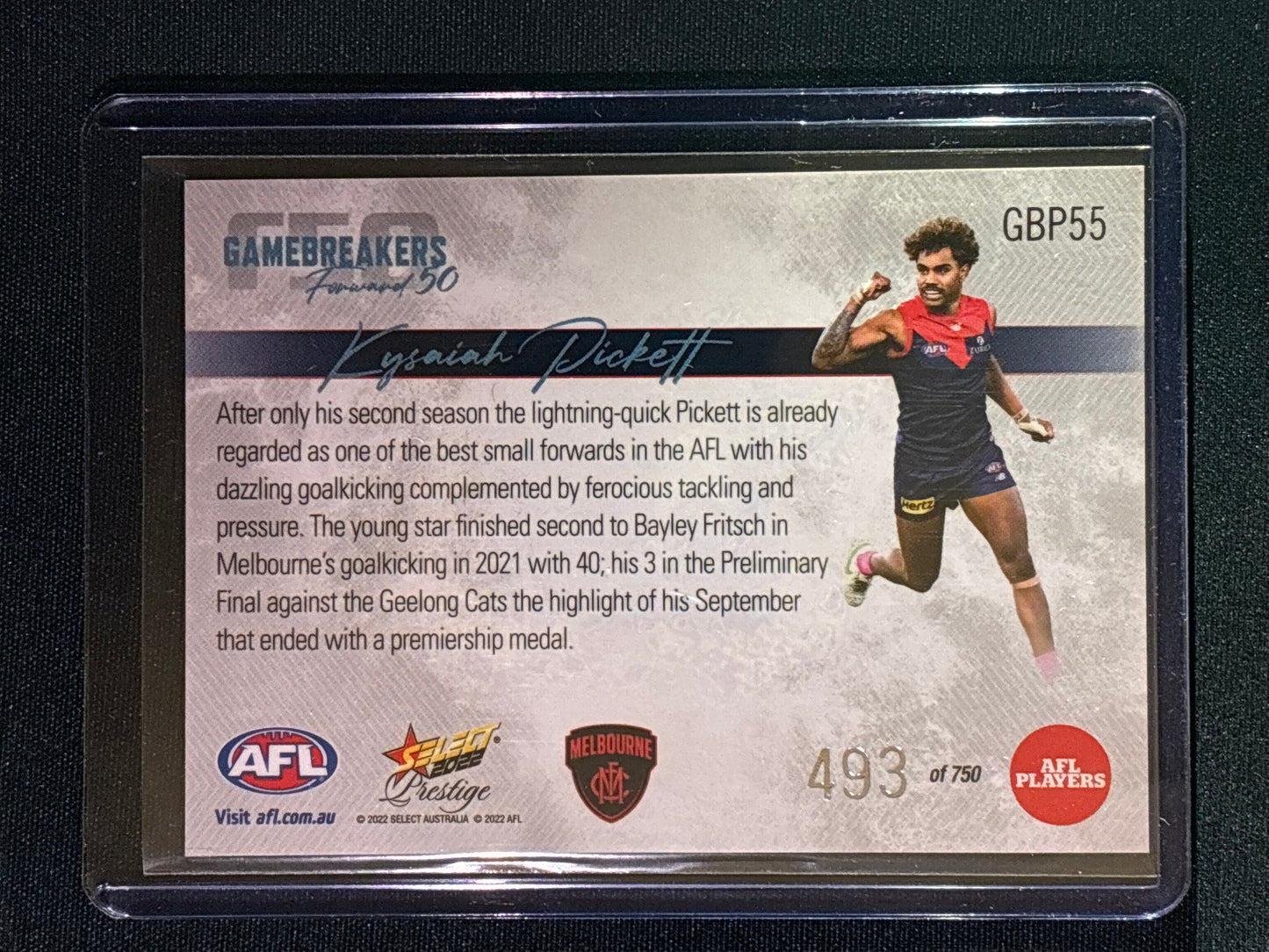 2022 Footy Stars Prestige KYSAIAH PICKETT Gamebreakers Forward 50 493/750