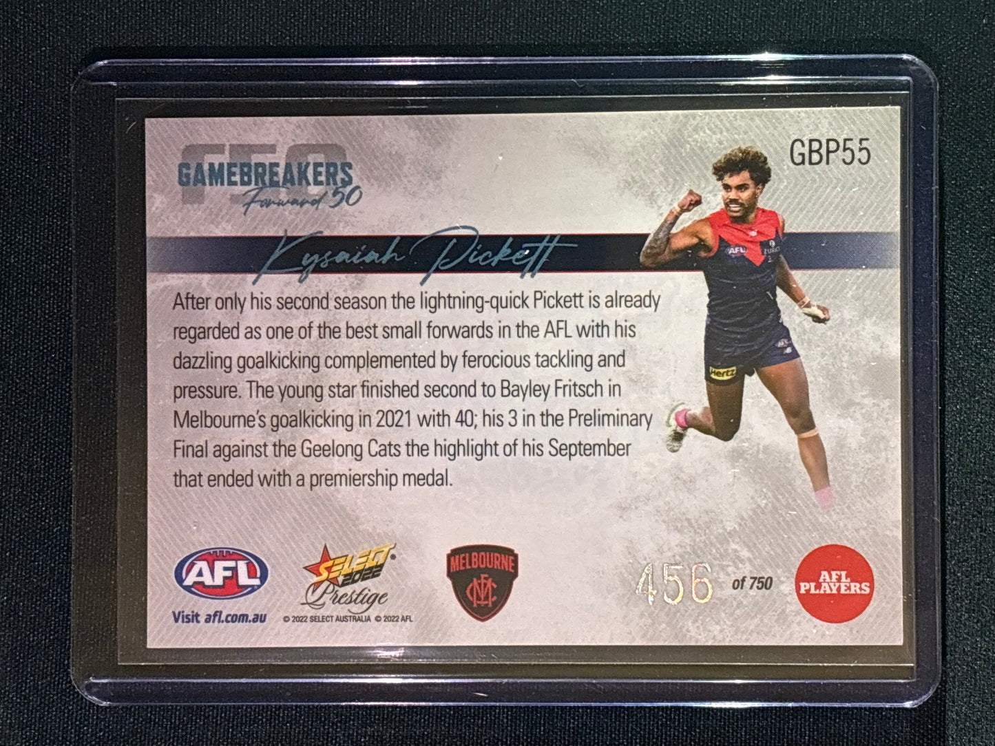 2022 Footy Stars Prestige KYSAIAH PICKETT Gamebreakers Forward 50 456/750
