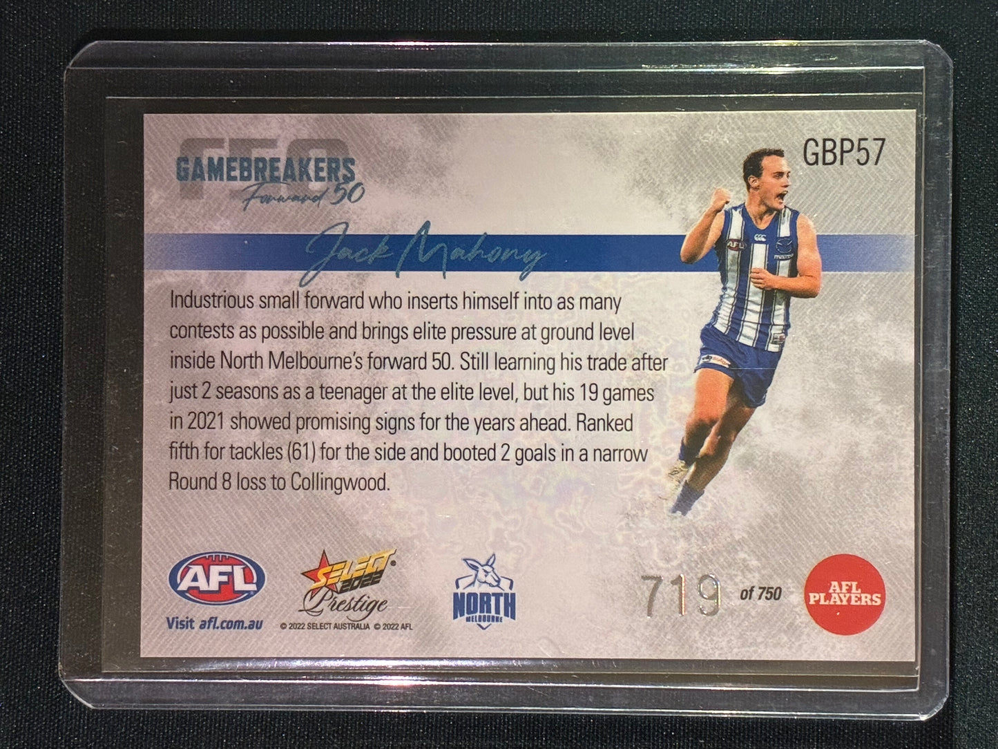 2022 Footy Stars Prestige JACK MAHONY Gamebreakers Forward 50 719/750