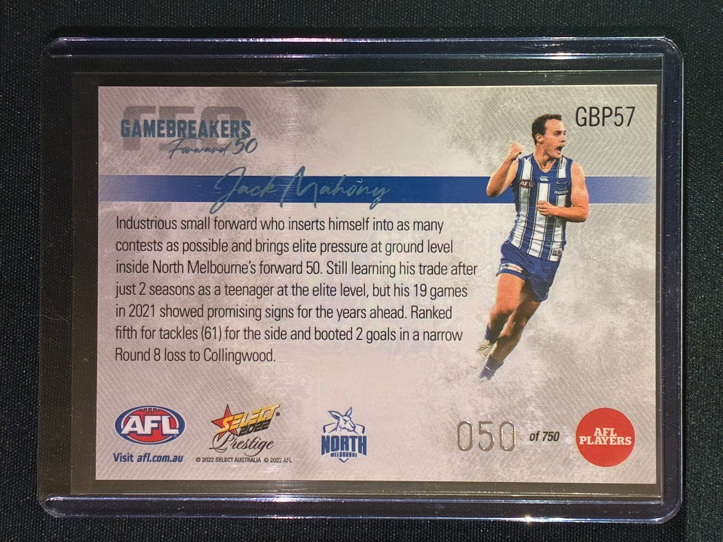 2022 Footy Stars Prestige JACK MAHONY Gamebreakers Forward 50 50/750