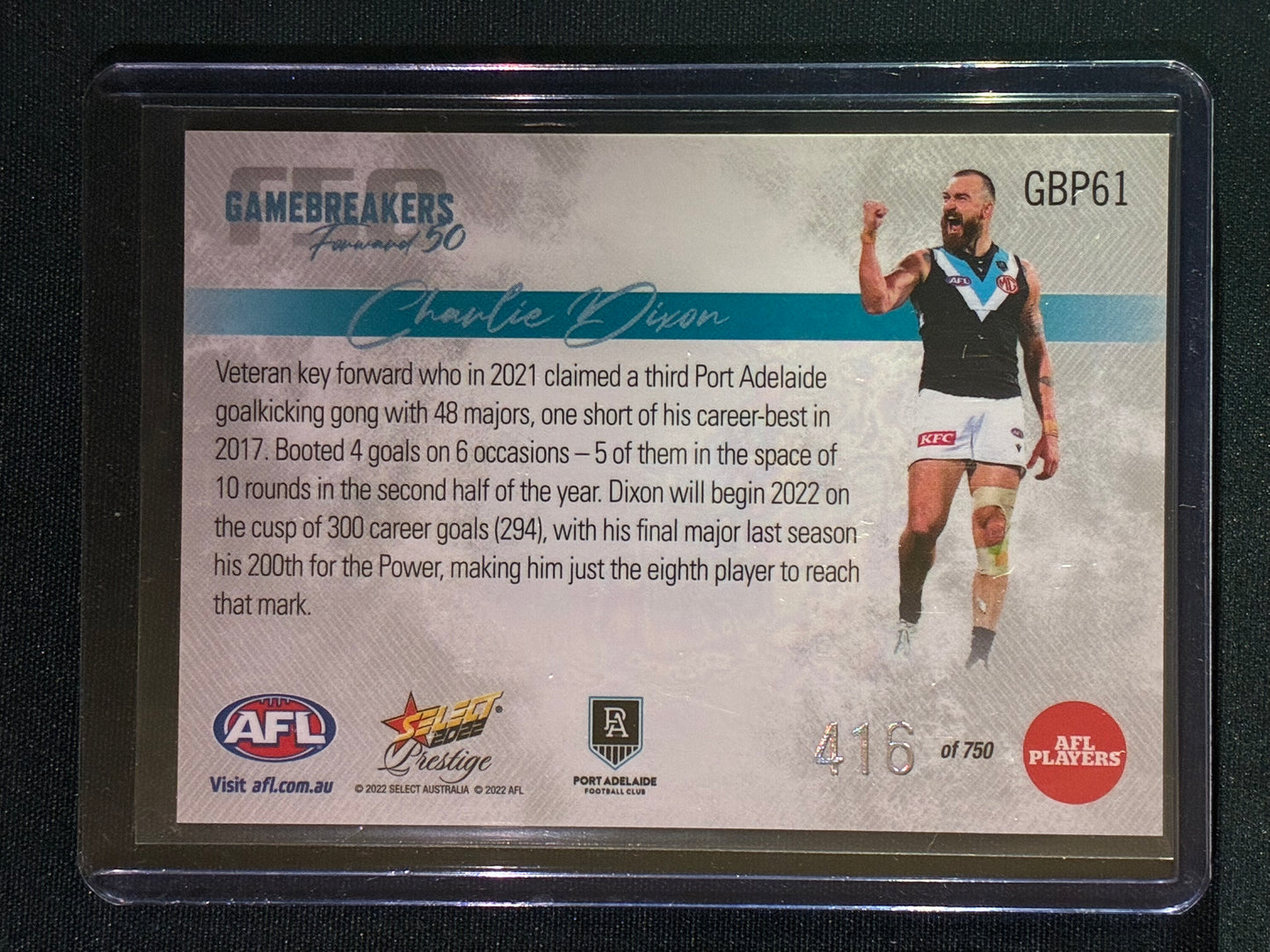 2022 Footy Stars Prestige CHARLIE DIXON Gamebreakers Forward 50 416/750