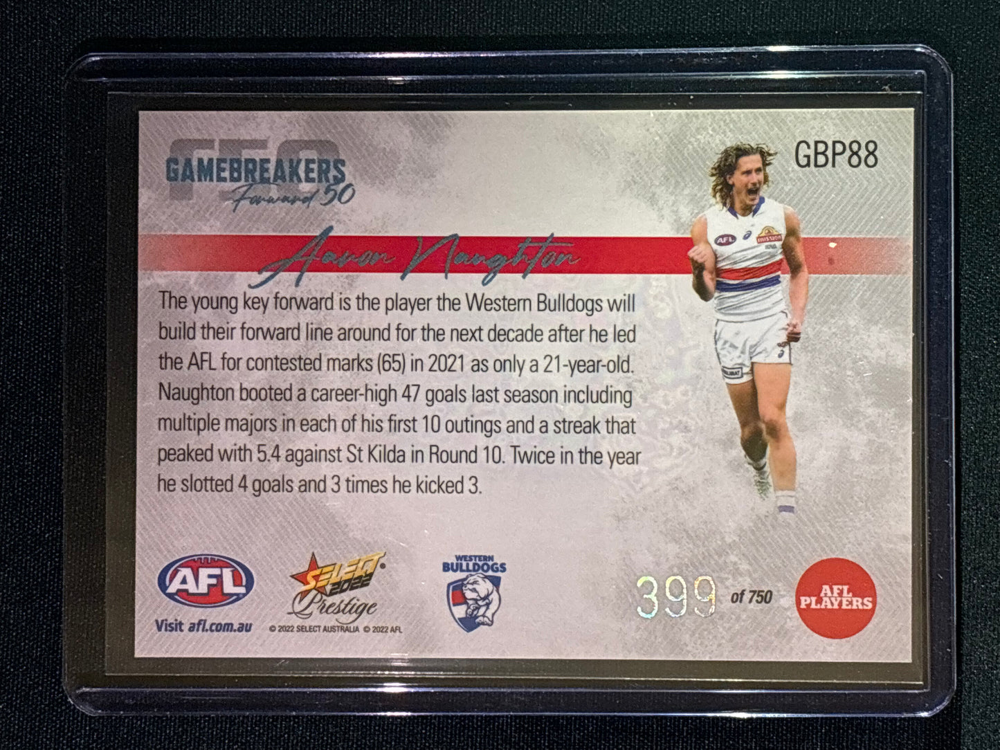 2022 Footy Stars Prestige AARON NAUGHTON Gamebreakers Forward 50 399/750