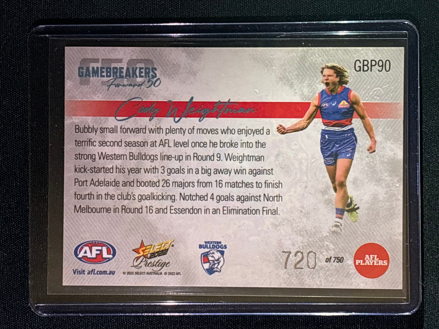 2022 Footy Stars Prestige CODY WEIGHTMAN Gamebreakers Forward 50 720/750