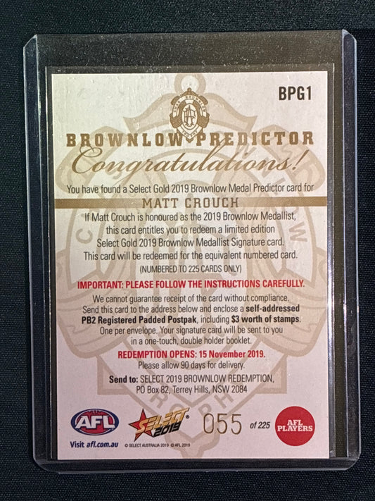 2019 Footy Stars MATT CROUCH Brownlow Predictor Gold 55/255
