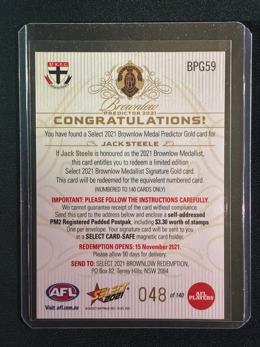 2021 Footy Stars JACK STEELE Brownlow Predictor Gold 48/140