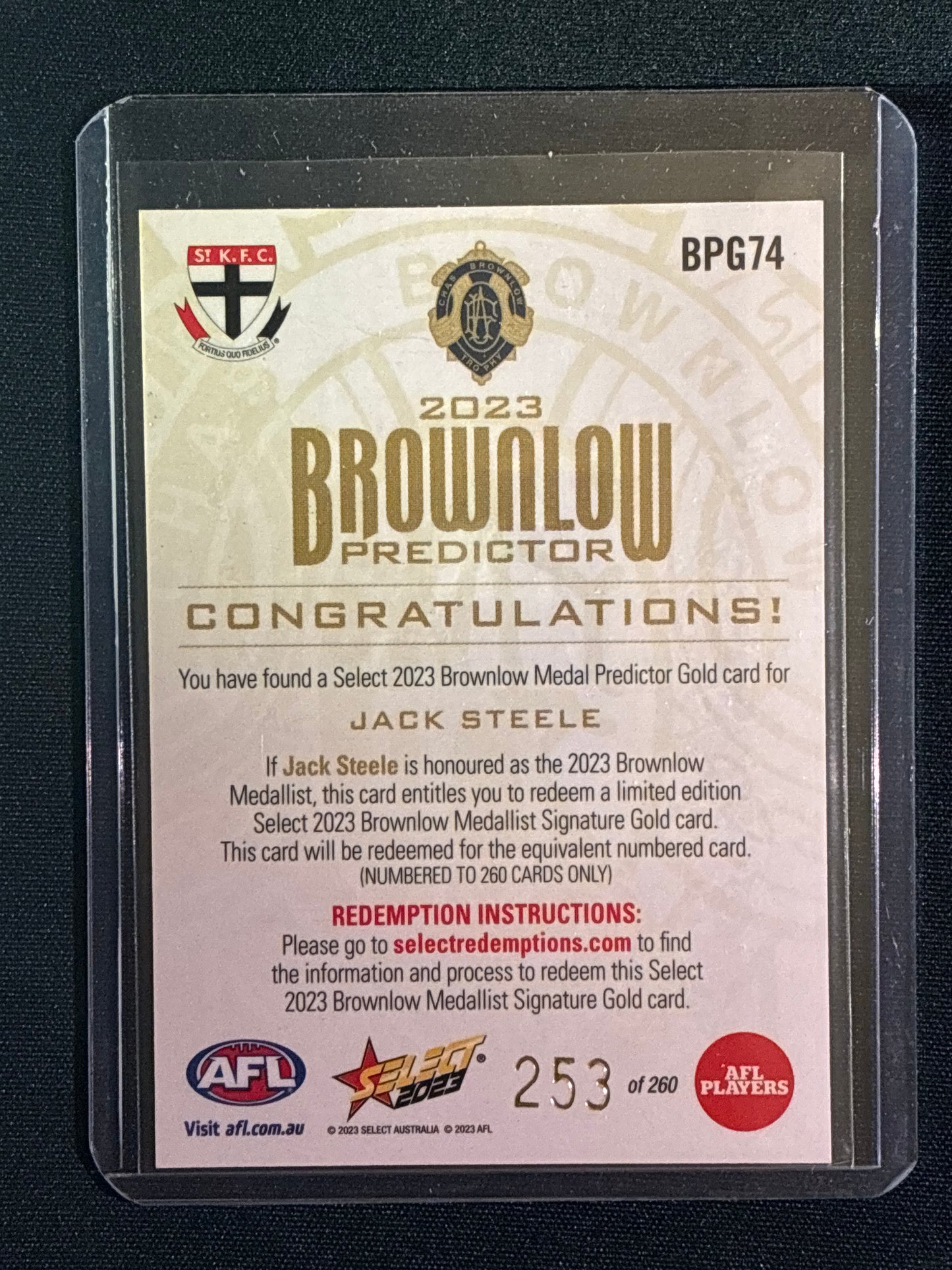 2023 Footy Stars JACK STEELE Brownlow Predictor Gold 253/260