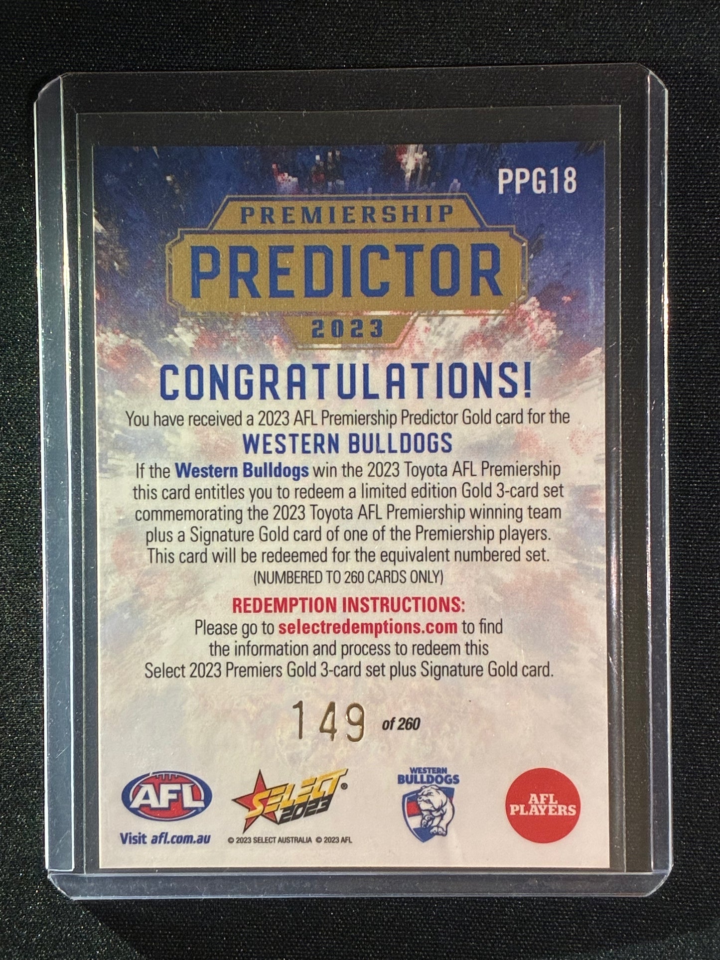 2023 Footy Stars WESTERN BULLDOGS Premiership Predictor Gold 149/260