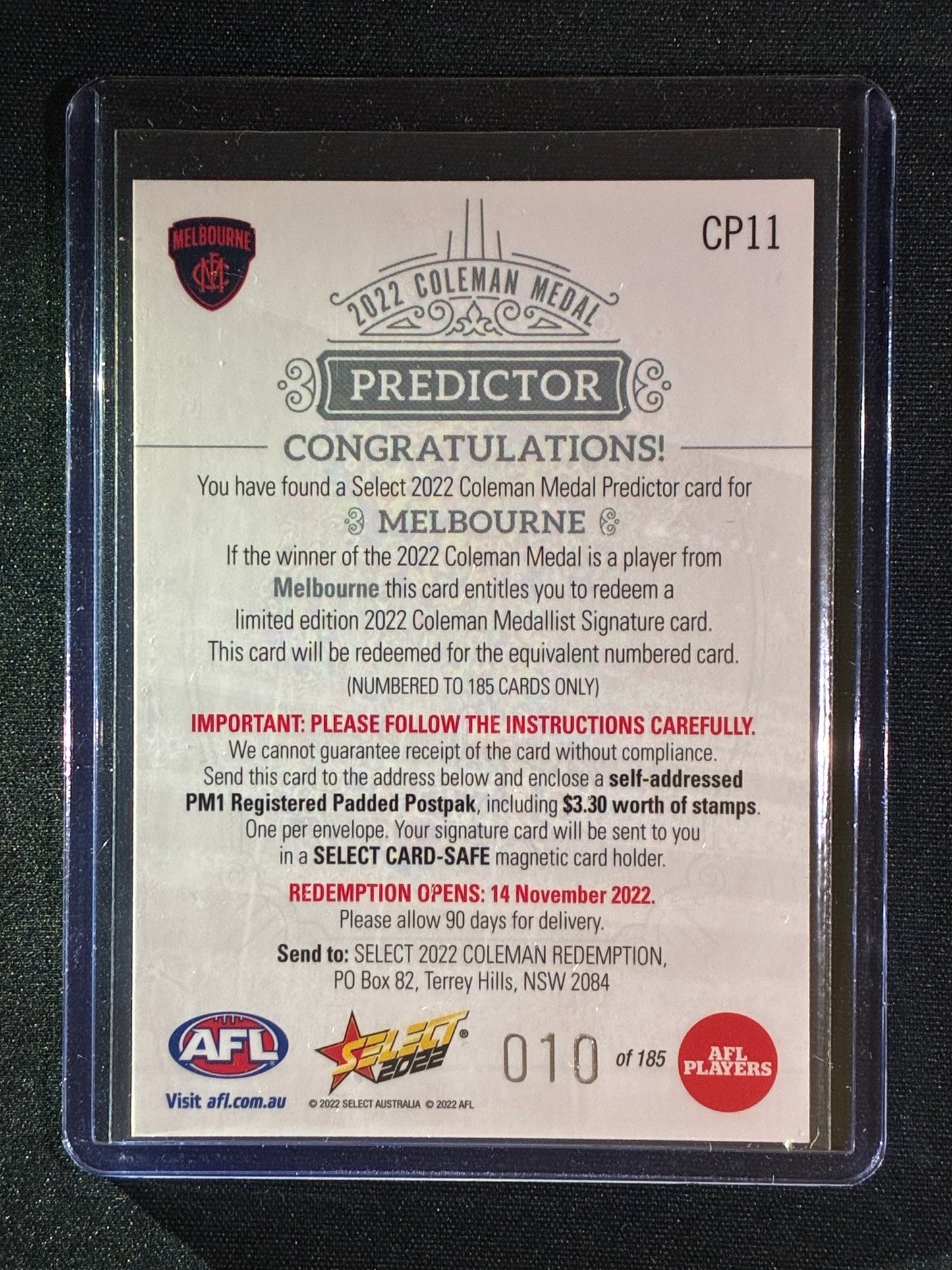2022 Footy Stars MELBOURNE DEMONS Coleman Medal Predictor Silver 10/185