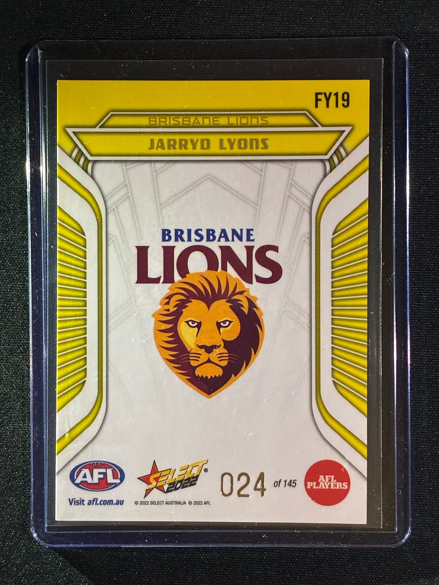 2022 Footy Stars JARRYD LYONS Fractured Acid Yellow 24/145