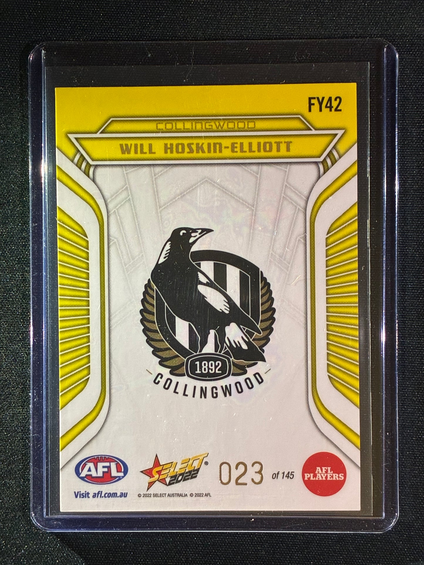 2022 Footy Stars WILL HOSKIN-ELLIOTT Fractured Acid Yellow 23/145