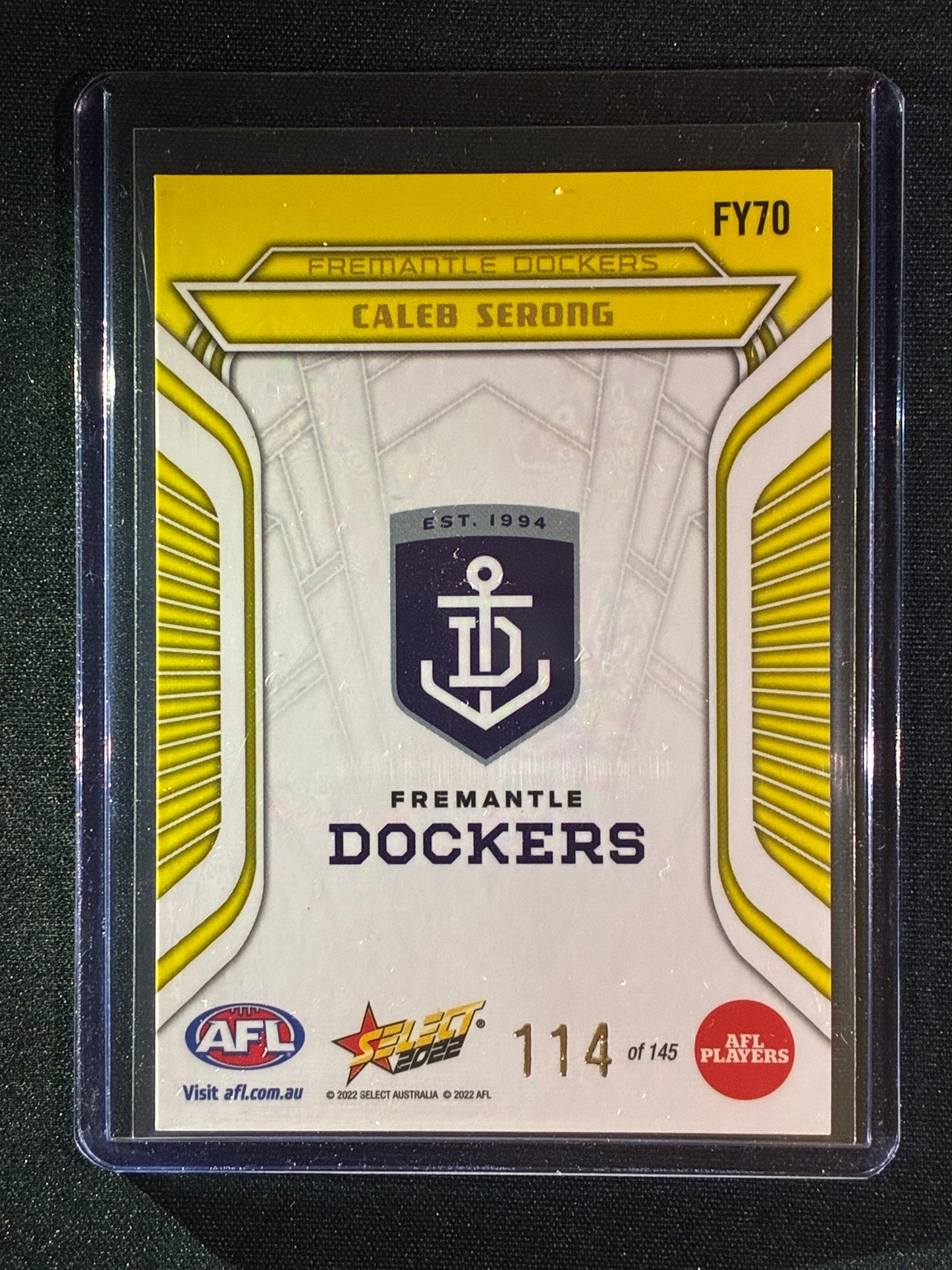 2022 Footy Stars CALEB SERONG Fractured Acid Yellow 114/145