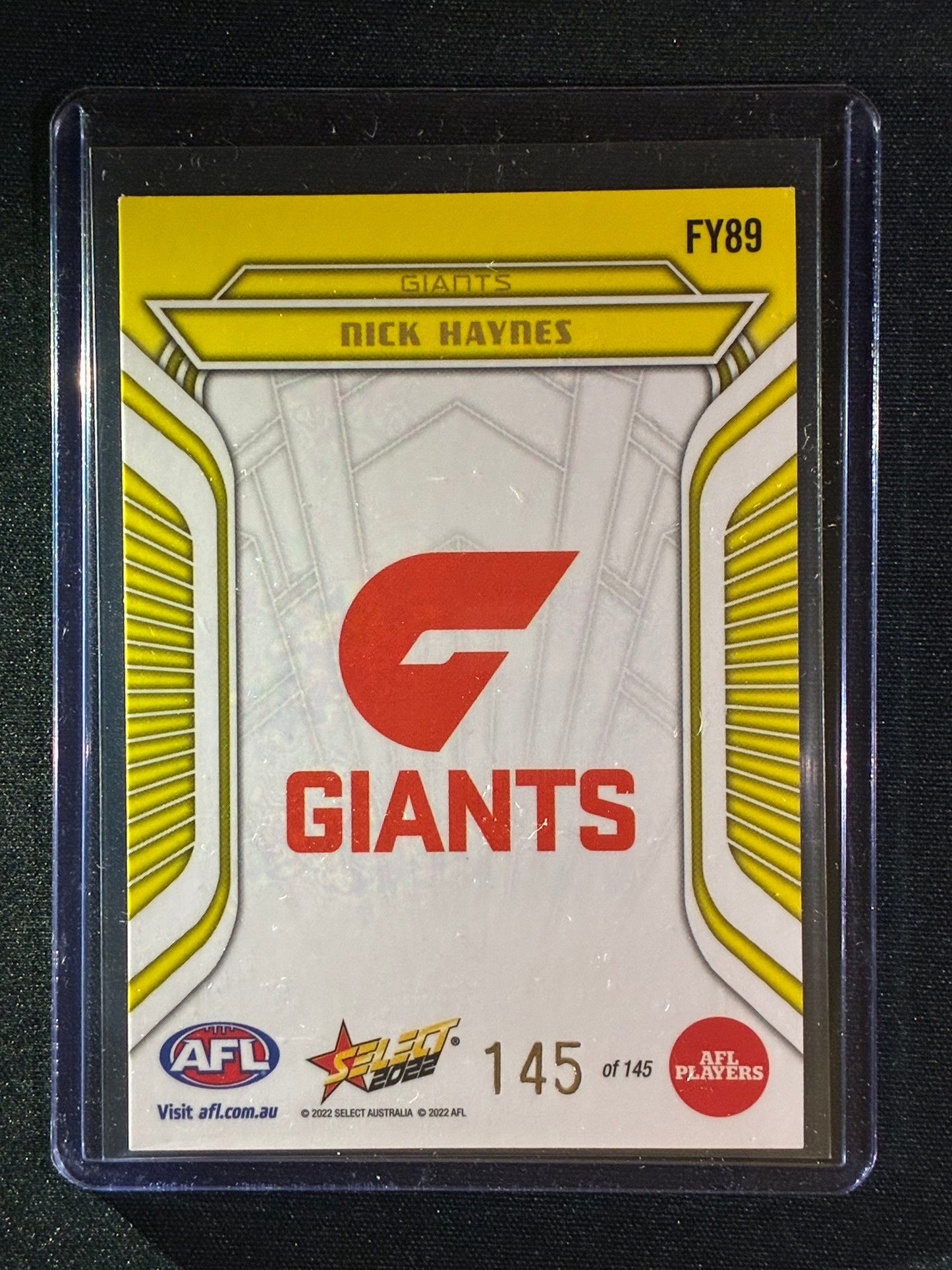 2022 Footy Stars NICK HAYNES Fractured Acid Yellow 145/145 1/1
