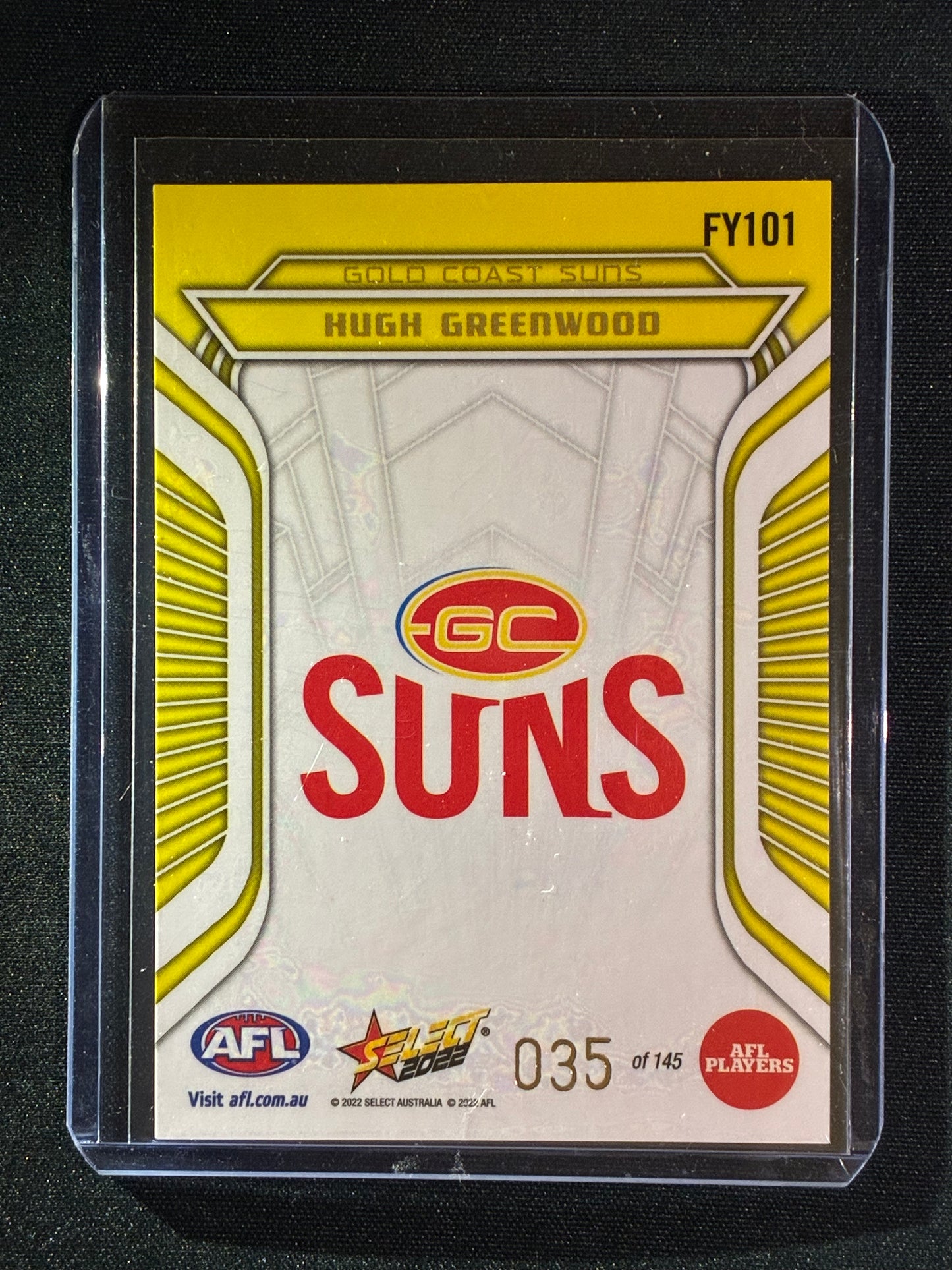 2022 Footy Stars HUGH GREENWOOD Fractured Acid Yellow 35/145
