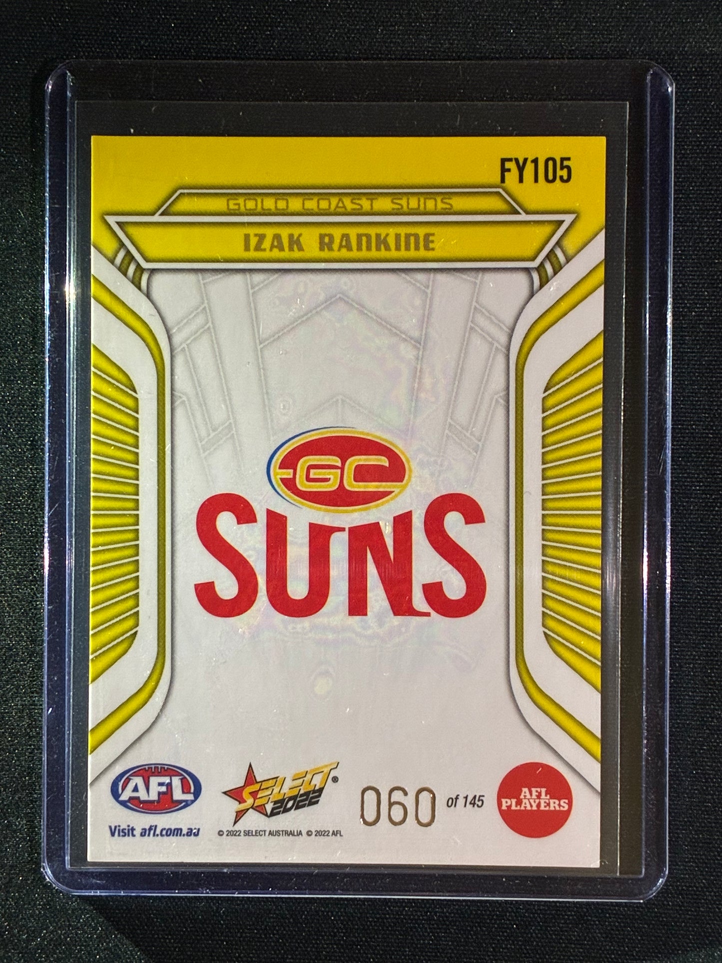 2022 Footy Stars IZAK RANKINE Fractured Acid Yellow 60/145
