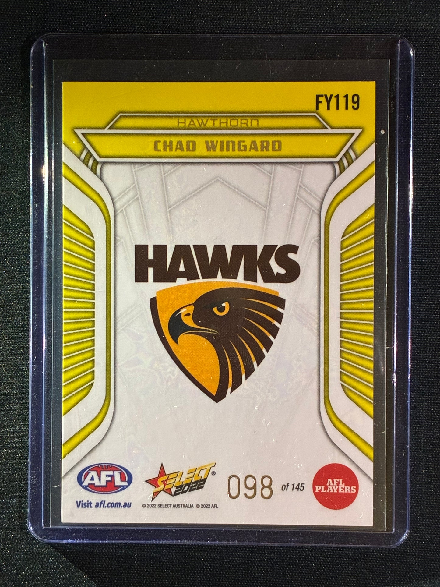 2022 Footy Stars CHAD WINGARD Fractured Acid Yellow 98/145