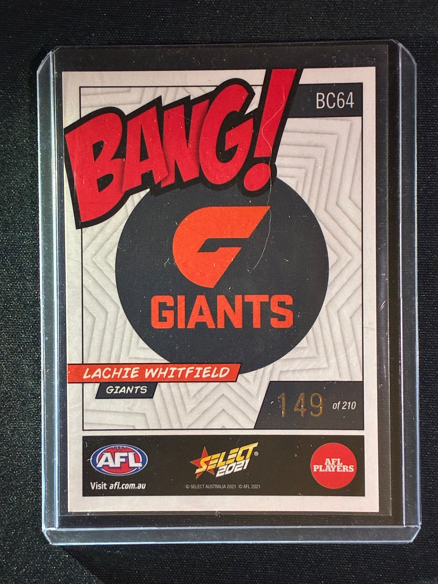 2021 Footy Stars LACHIE WHITFIELD Bang! Kaboom 149/210