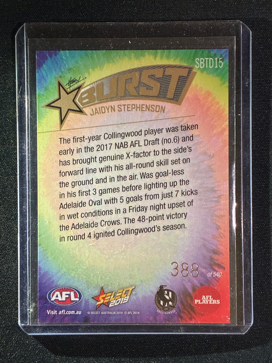 2019 Footy Stars JAIDYN STEPHENSON Starburst Caricature Rainbow Tie-Dye 388/540