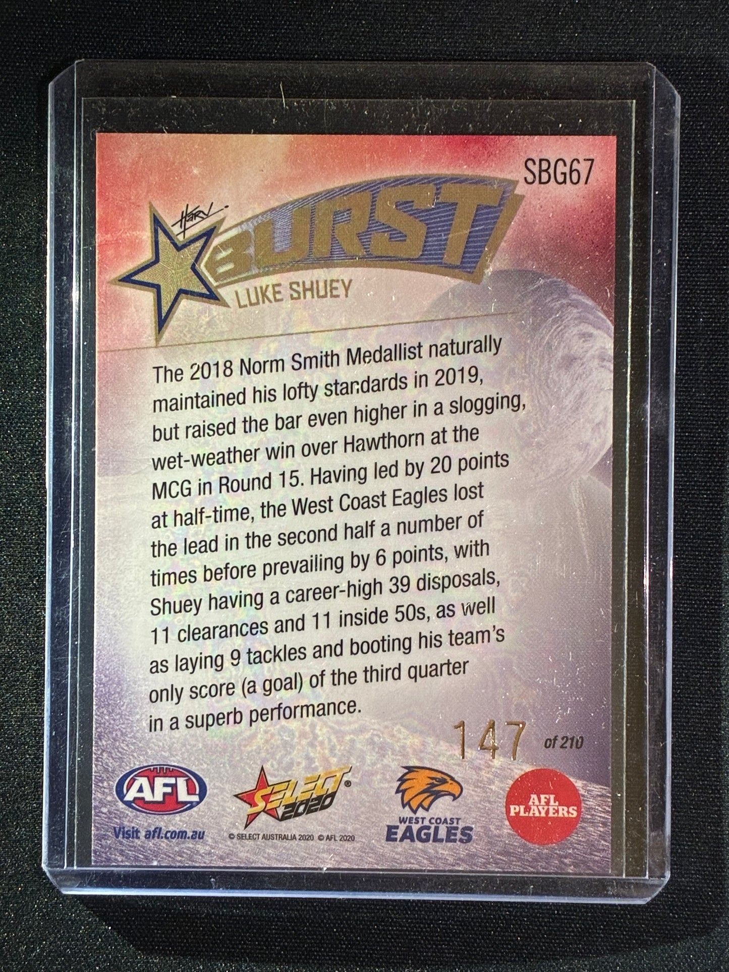 2020 Footy Stars LUKE SHUEY Starburst Caricature Galactic 147/210