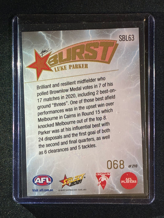 2021 Footy Stars LUKE PARKER Starburst Caricature Lightning 68/210