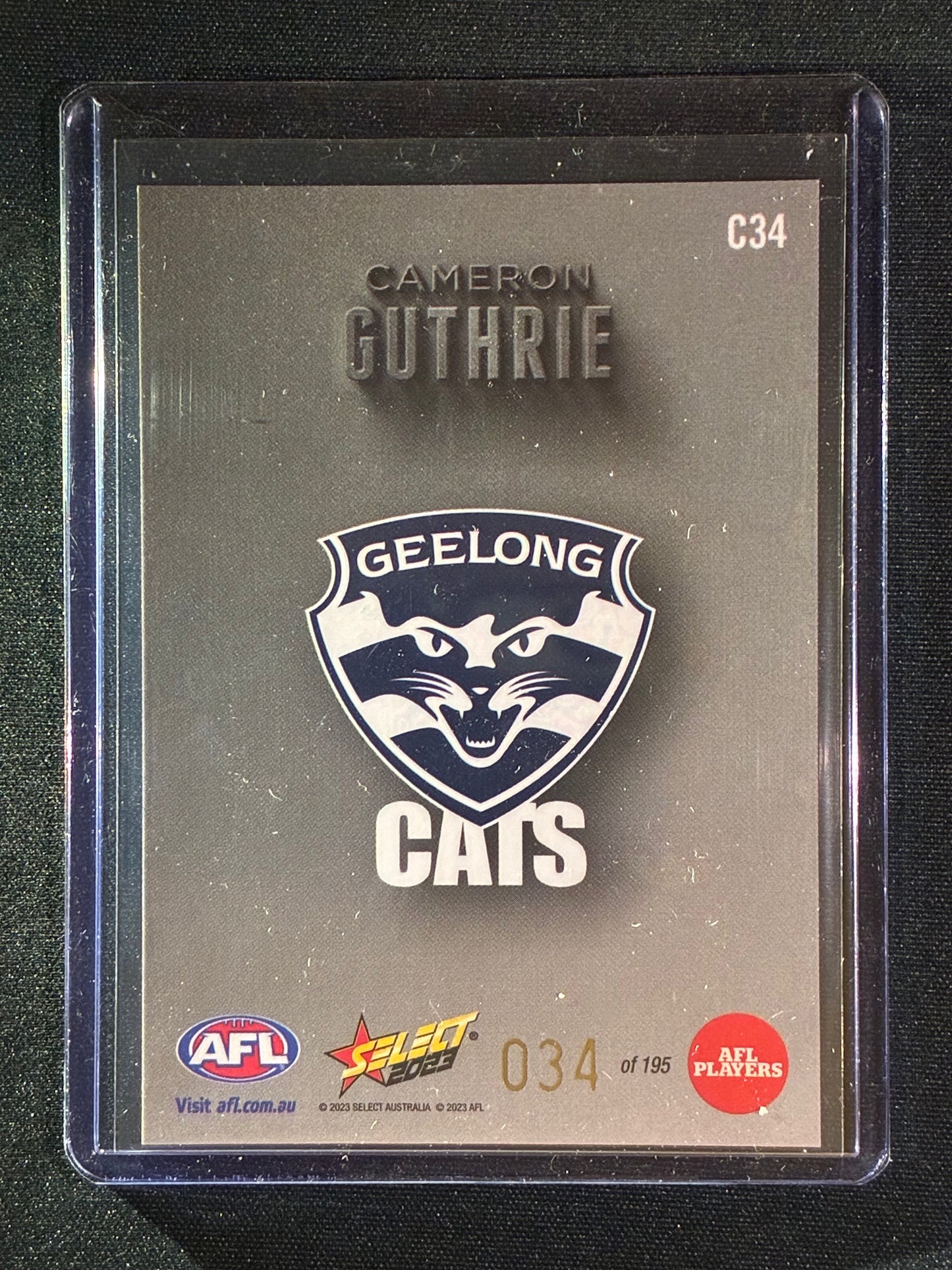 2023 Footy Stars CAMERON GUTHRIE Carbonized Carbon 34/195