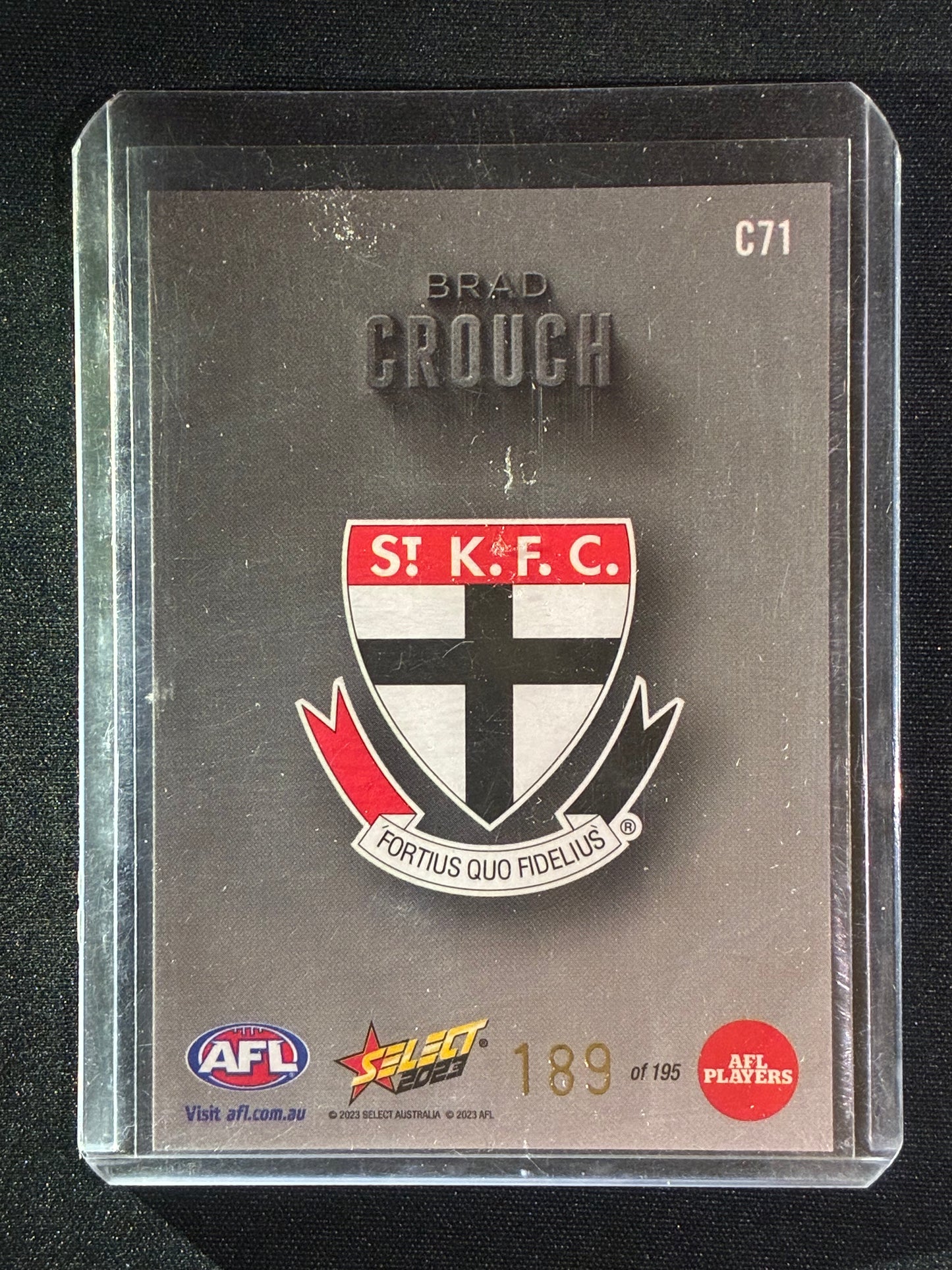 2023 Footy Stars BRAD CROUCH Carbonized Carbon 189/195