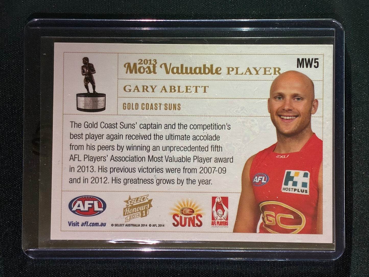 2014 Honours 1 GARY ABLETT 2013 MVP Medal Winner #MW5 (A)