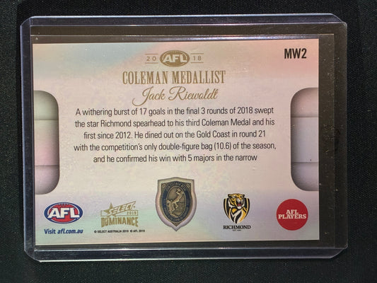 2019 Dominance JACK RIEWOLDT 2018 Coleman Medal Winner #MW2 (B)