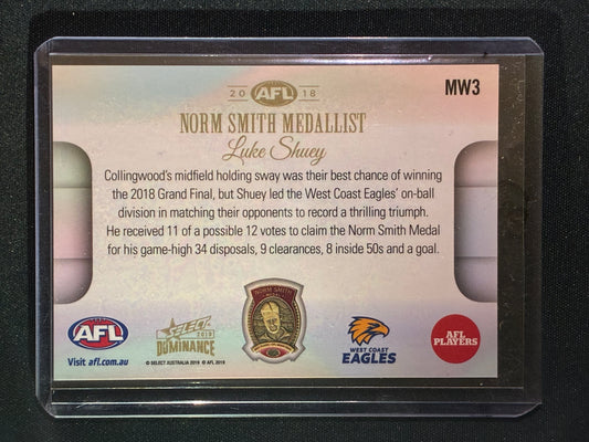 2019 Dominance LUKE SHUEY 2018 Norm Smith Medal Winner #MW3 (B)