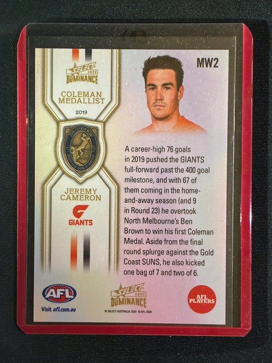 2020 Dominance JEREMY CAMERON 2019 Coleman Medal Winner #MW2 (D)
