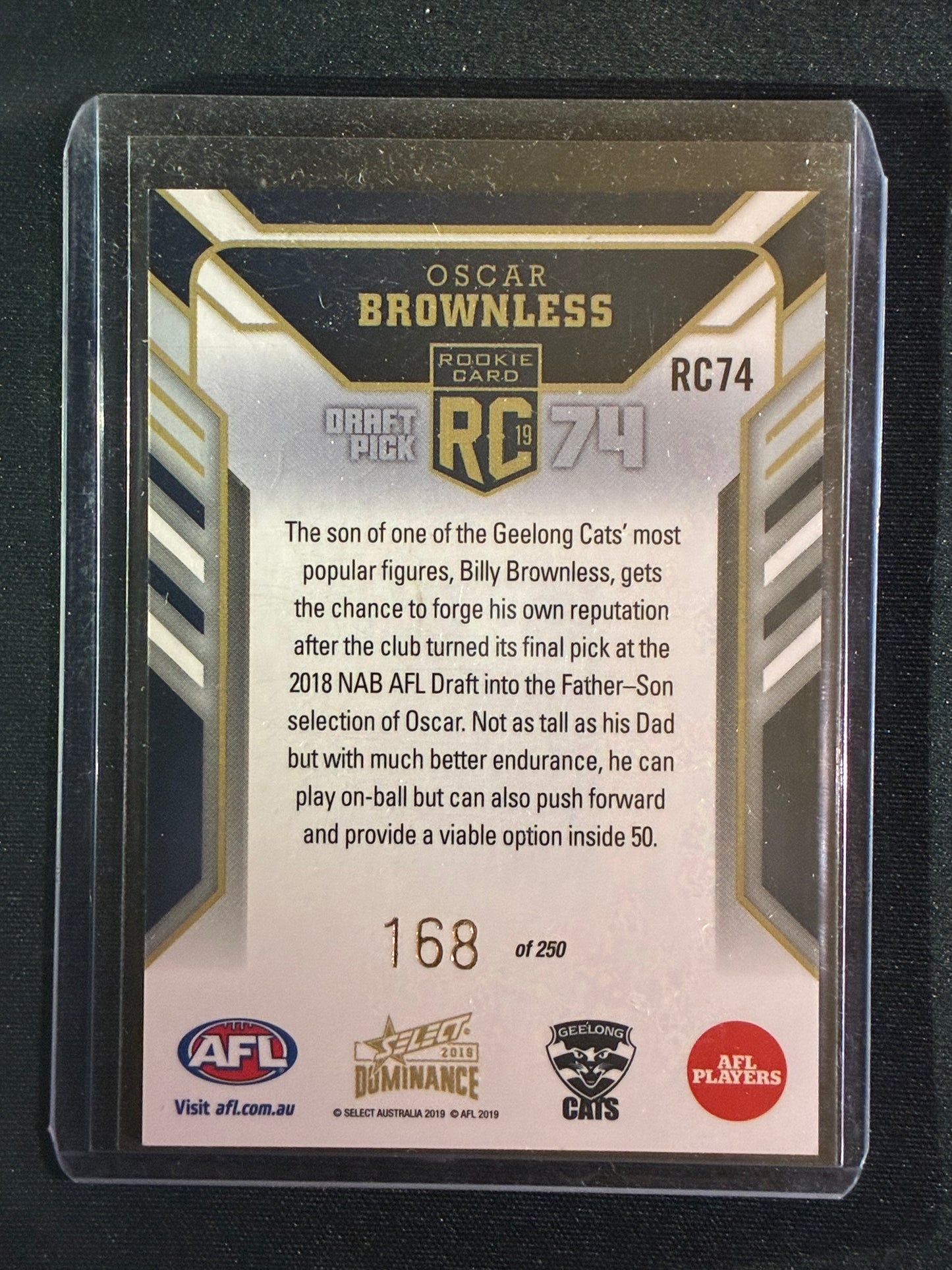 2019 Dominance OSCAR BROWNLESS Rookie Card 168/250