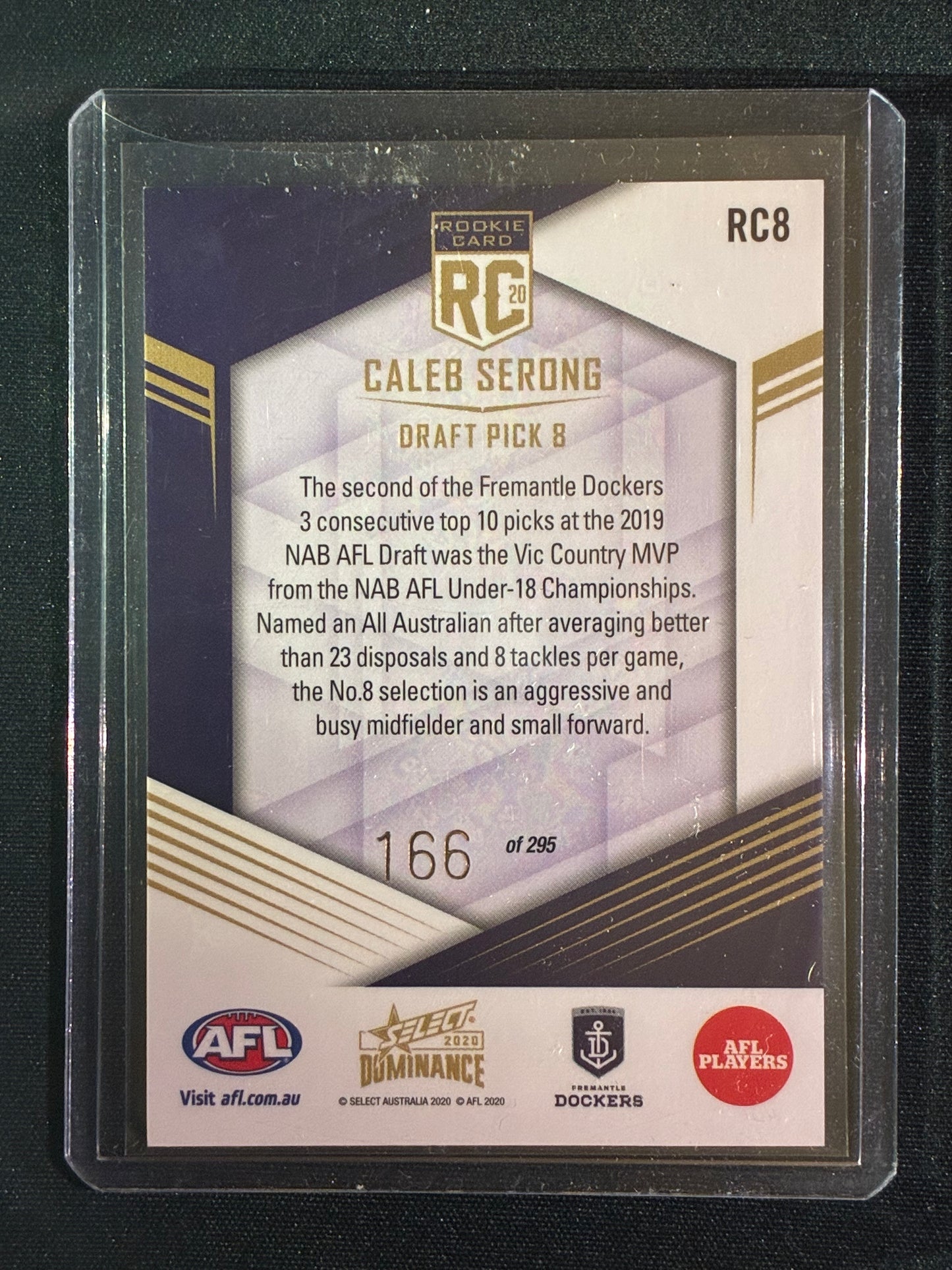 2020 Dominance CALEB SERONG Rookie Card 166/295