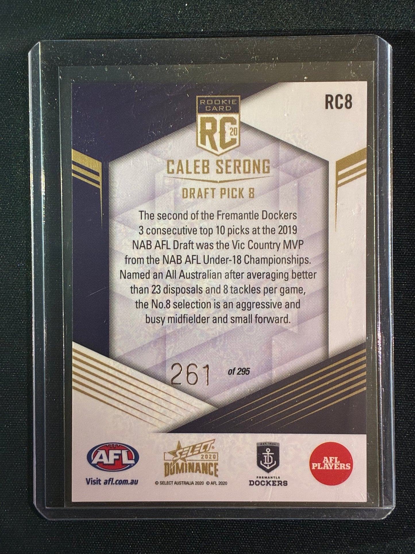 2020 Dominance CALEB SERONG Rookie Card 261/295