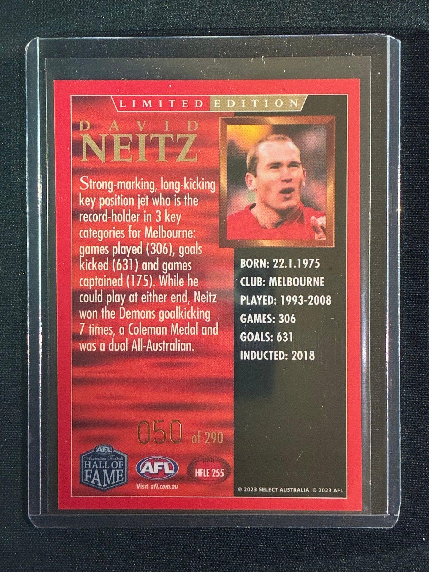 2023 Legacy DAVID NEITZ Hall of Fame Limited Edition 50/290